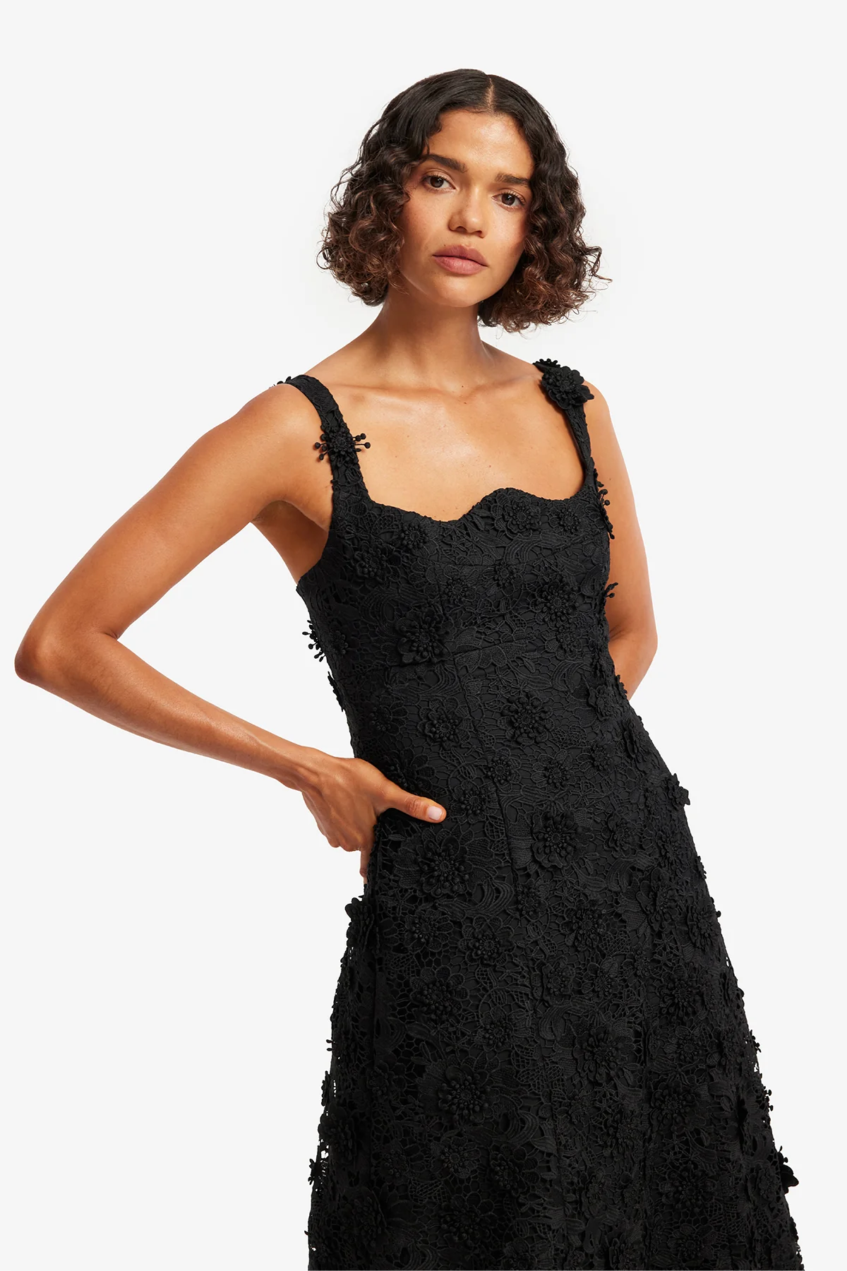 Odette Lace Midi Dress - Ebony
