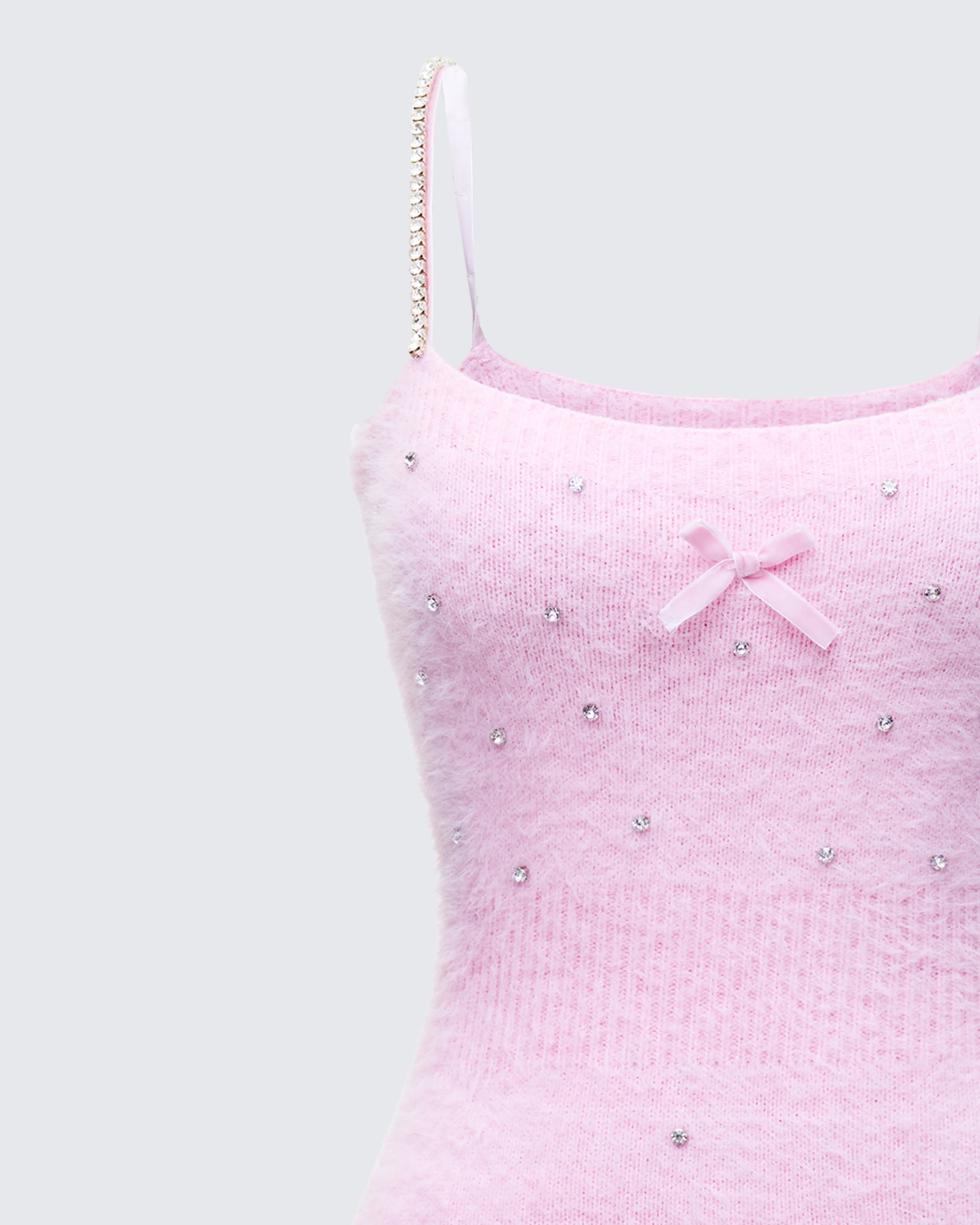 Adi Pink Fuzzy Knit Mini Dress