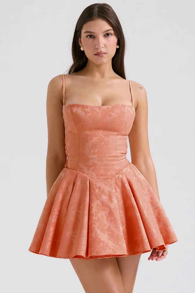 Rosalinda Pink Jacquard Bow Mini Skirt