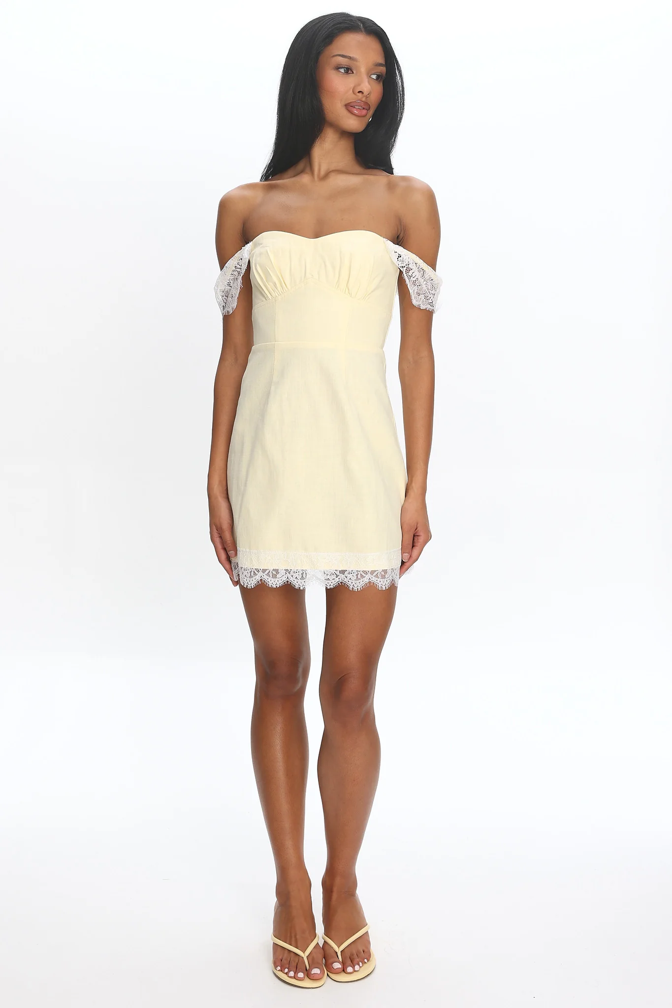 Sardinia Lace-Trim Mini Dress Baby Yellow