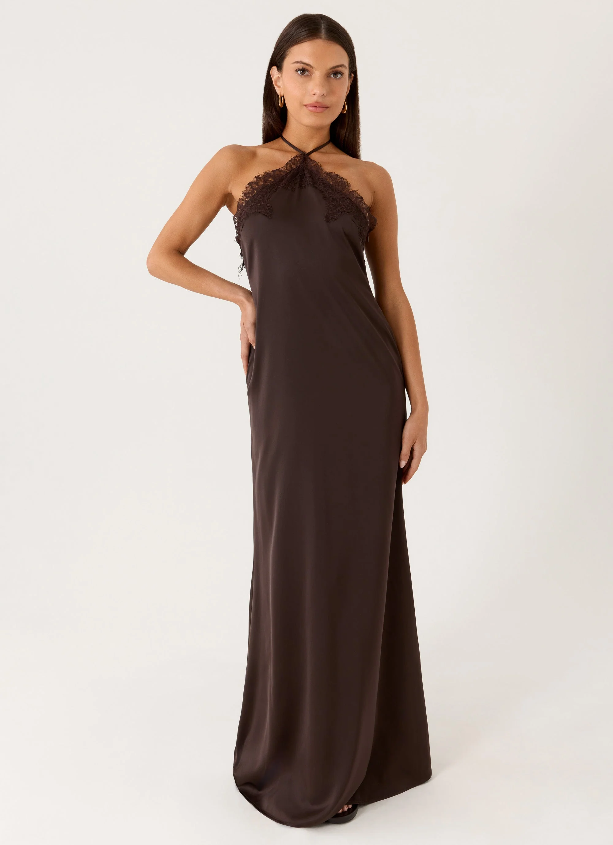 Samaria Halter Maxi Dress - Chocolate