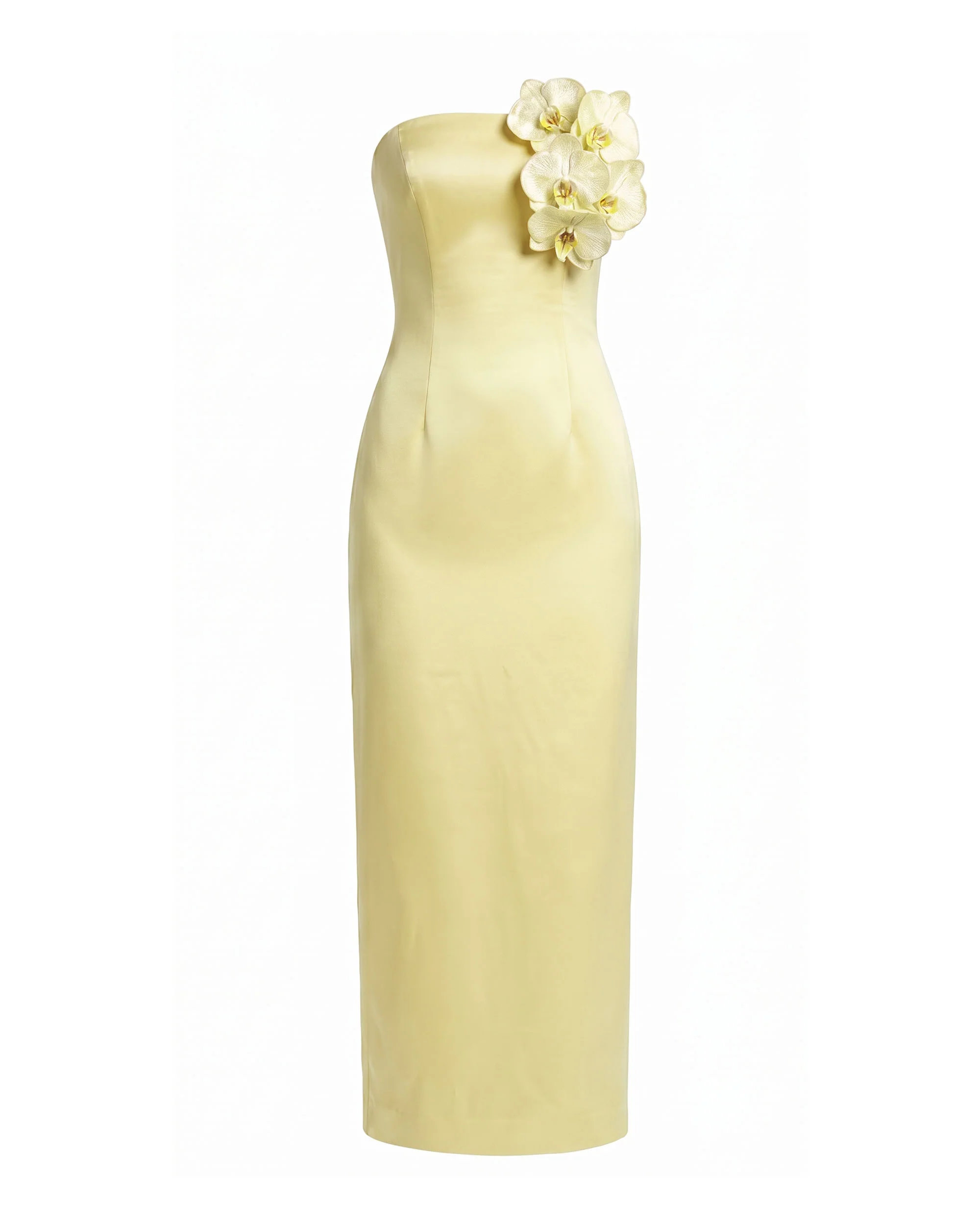 Orchid Embellished Strapless Maxi Dress - Yellow
