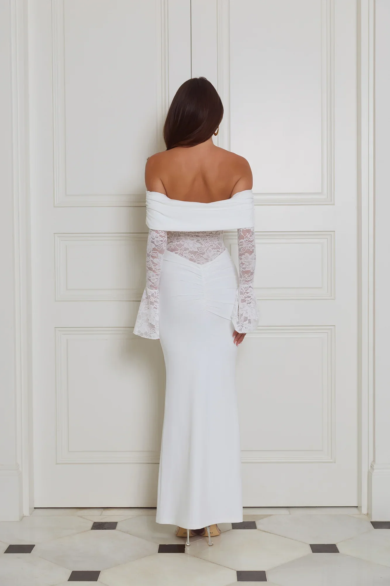 Luxe Temptress Off Shoulder Maxi Dress White