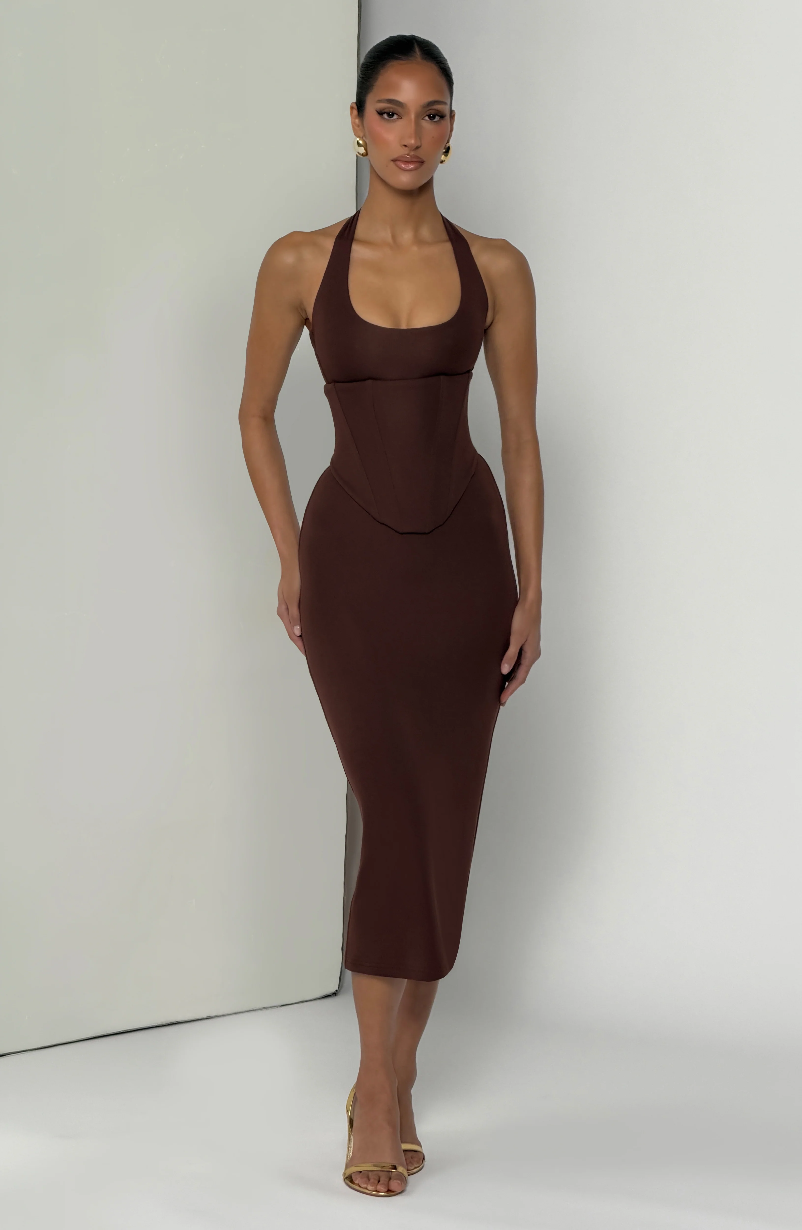 Roberta Midi Dress - Plum Brown