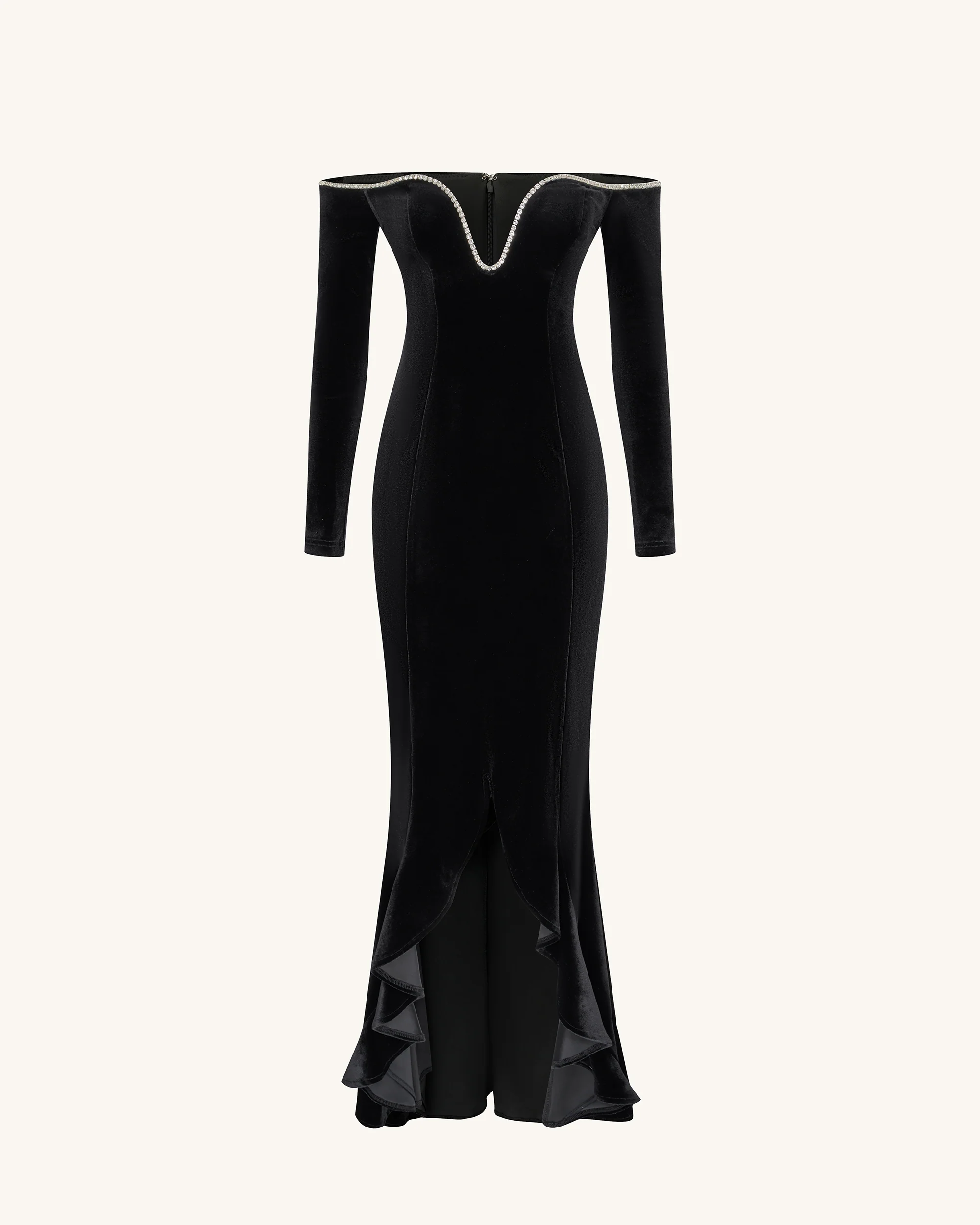 Allison Off-Shoulder Evening Gown - Black - FASHION NOB