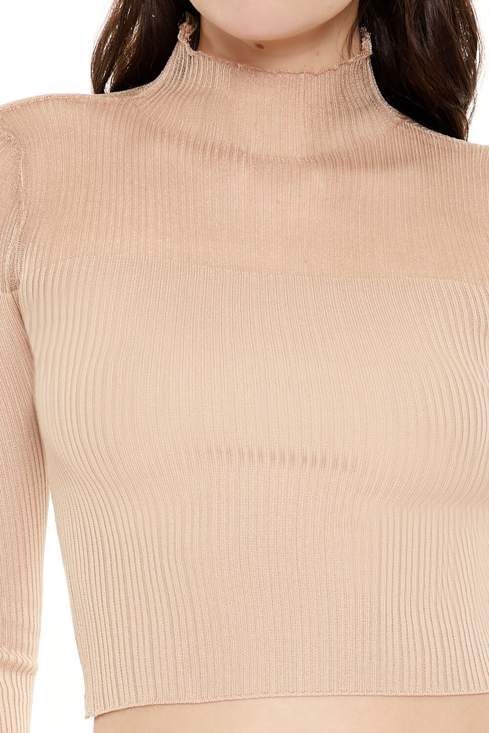 Mock Neck Sweater-Knit Crop Top