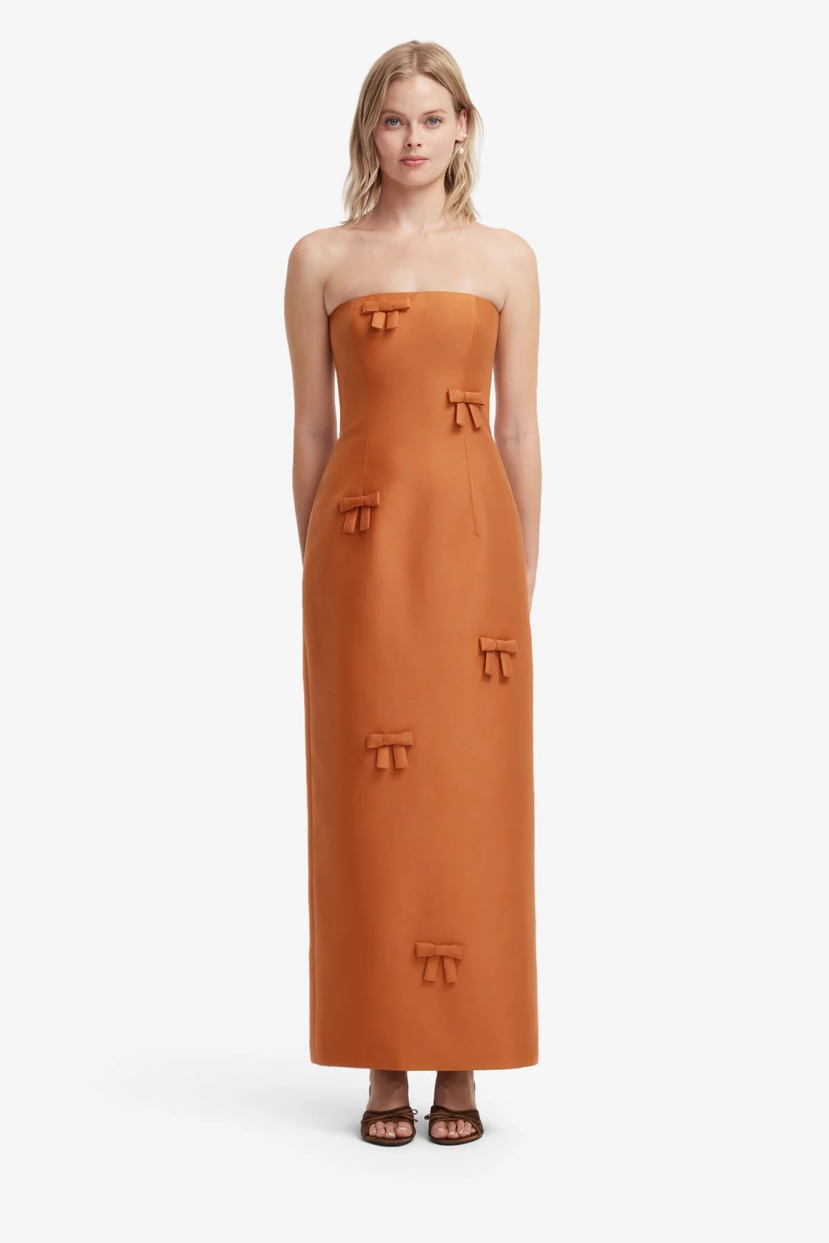 Rayna Bow Bustier Maxi Dress - Ochre