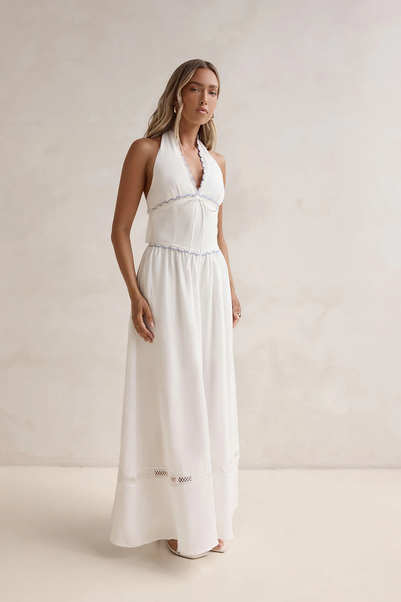 Days Of Dreaming Halter Maxi Dress White - luluinthesky