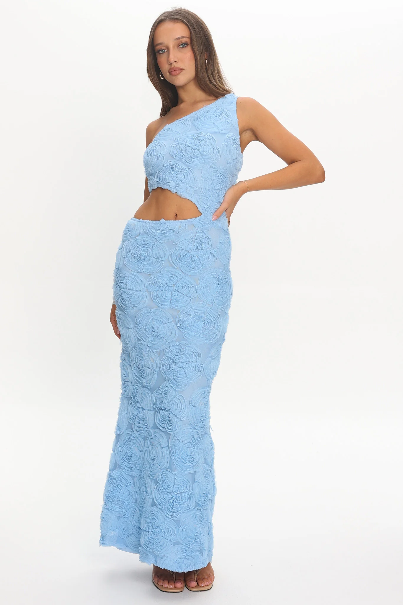Goodnight Sweetheart Cut-Out Maxi Dress Embellished Blue