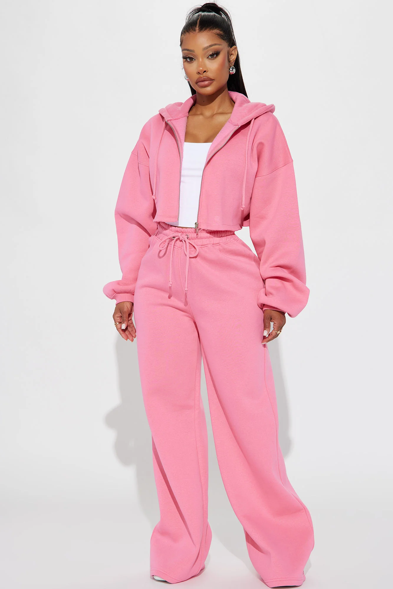 On The Go Fleece Pant Set - Pink