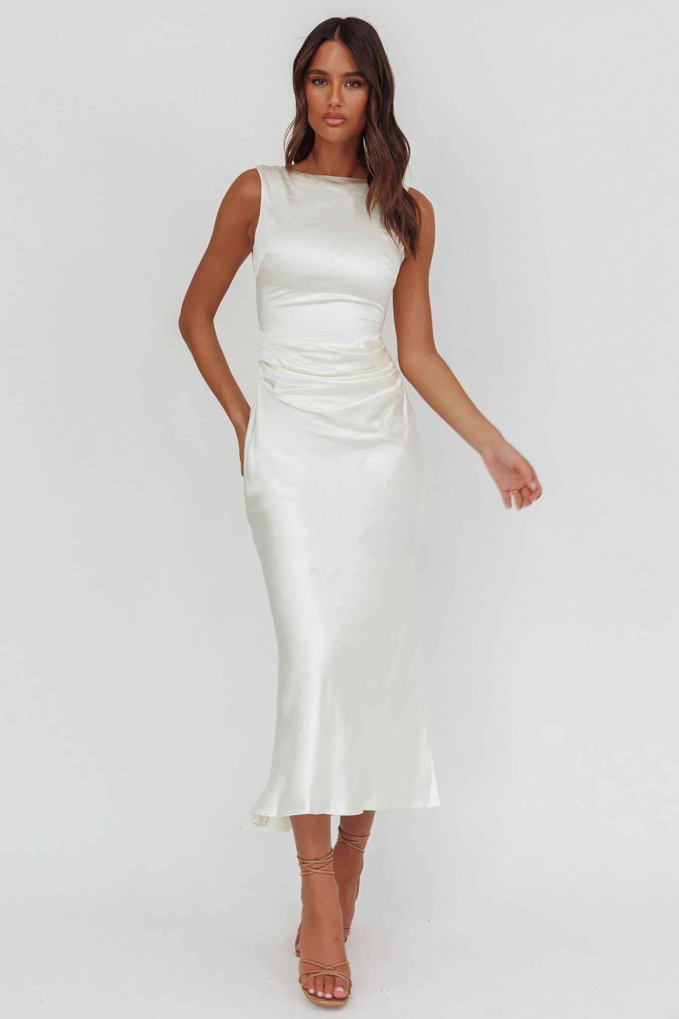 Helsi Pearl Back Midi Dress White
