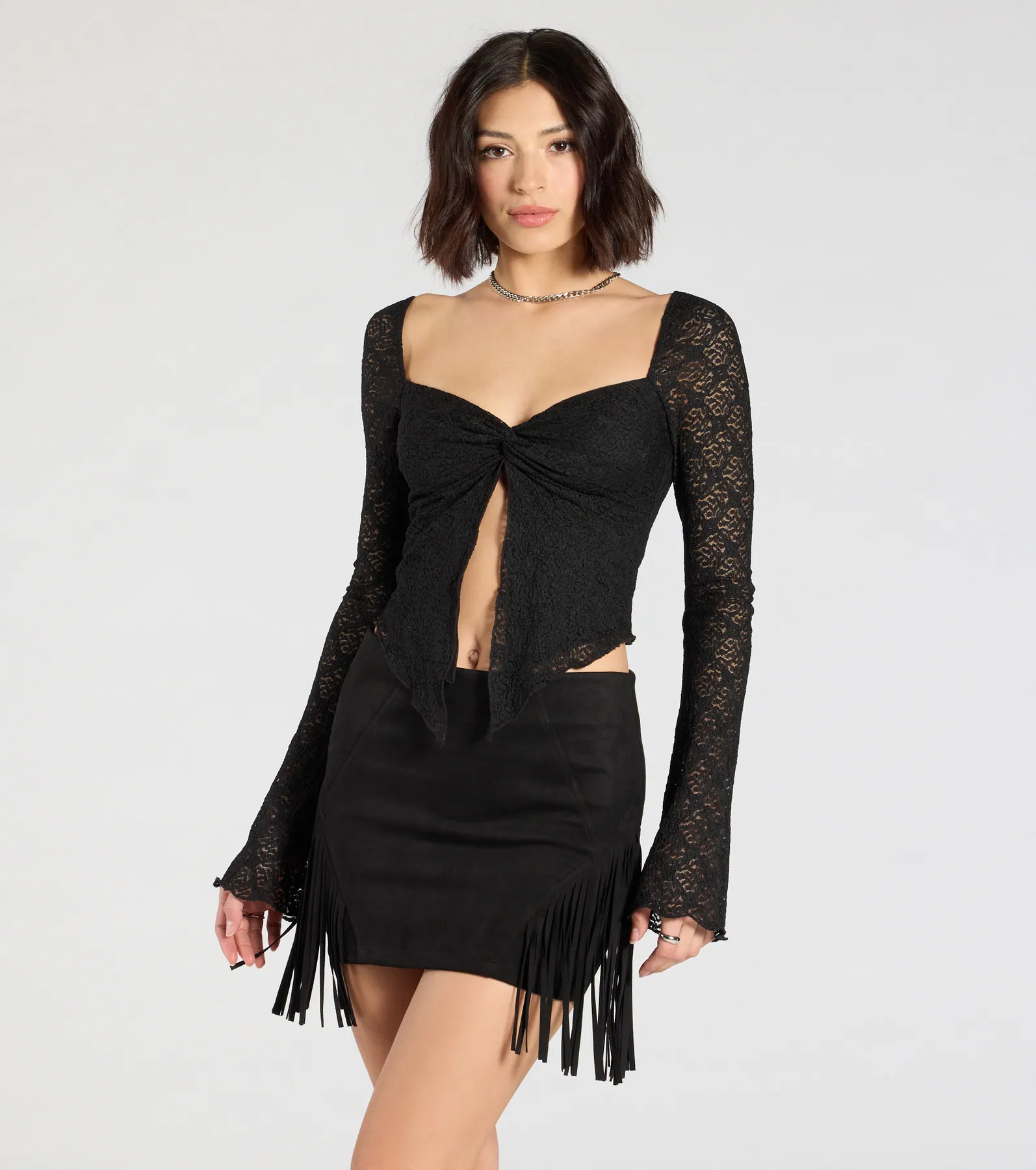 Fringe Attitude Faux Suede Mini Skirt