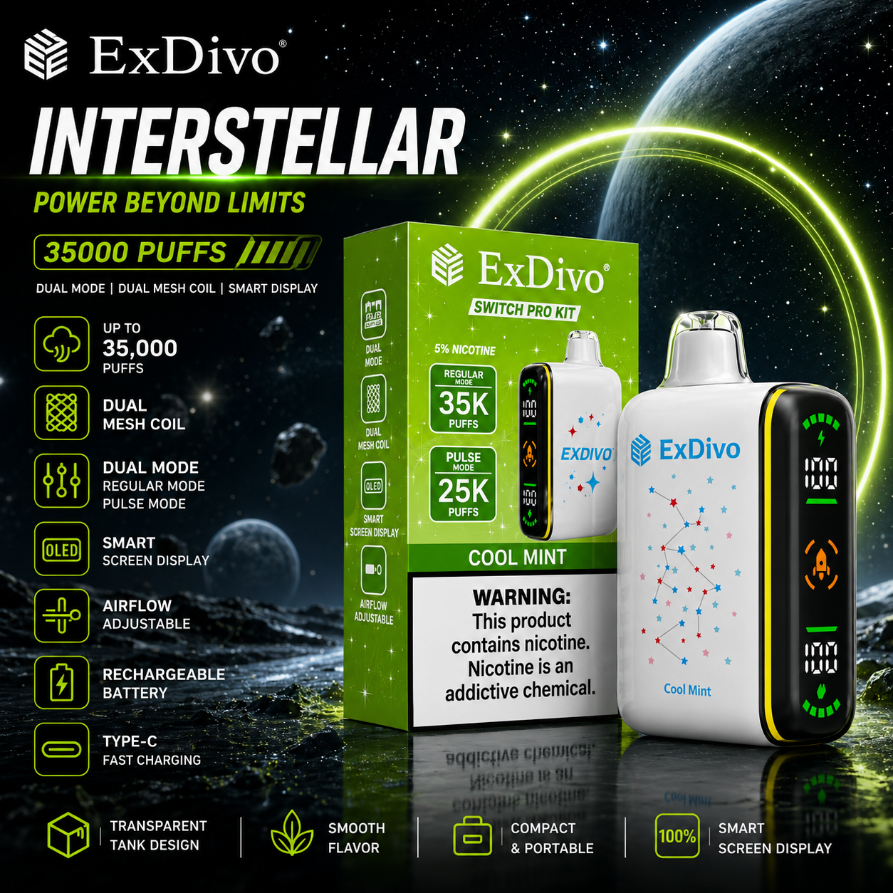 Cool Mint - ExDivo INTERSTELLAR 35K Disposable Vape