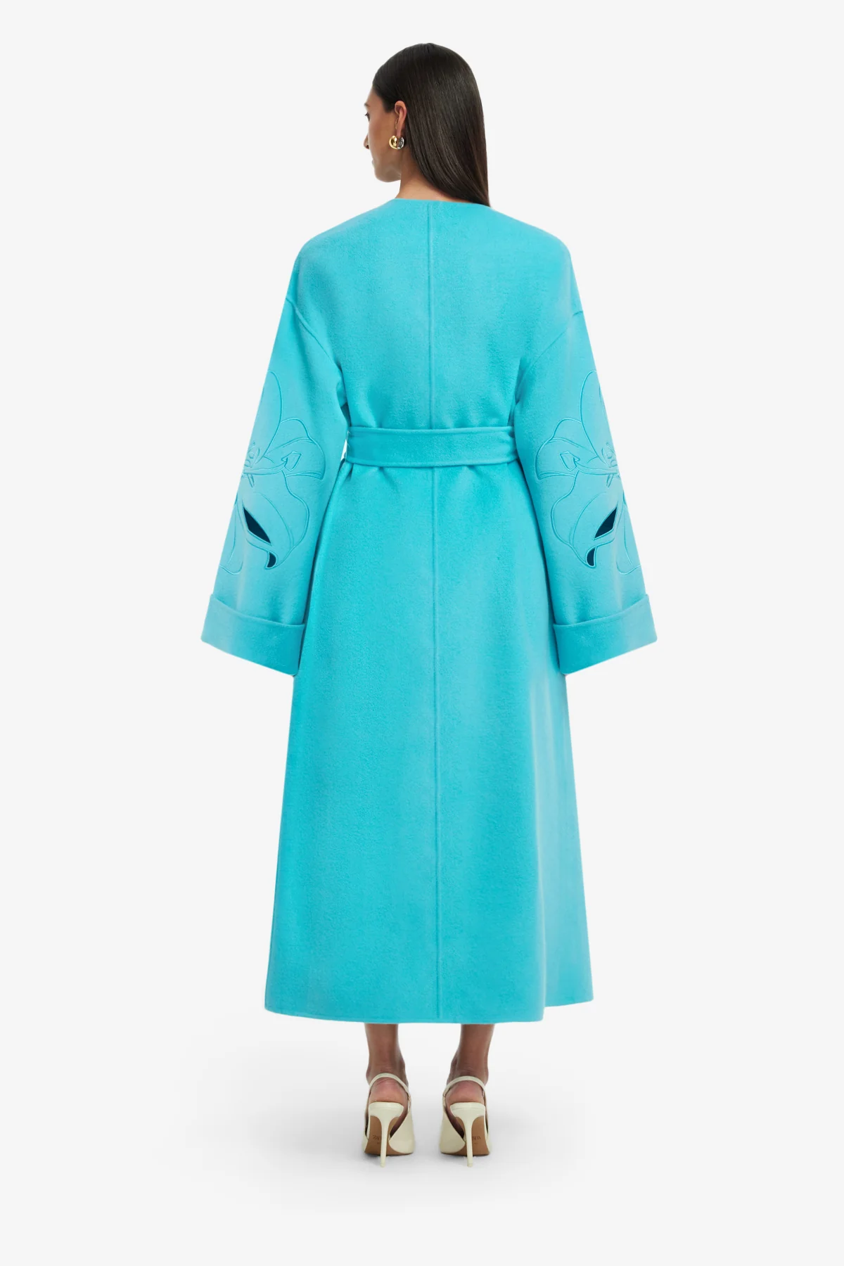 Celestine Appliqué Wool Coat - Aqua