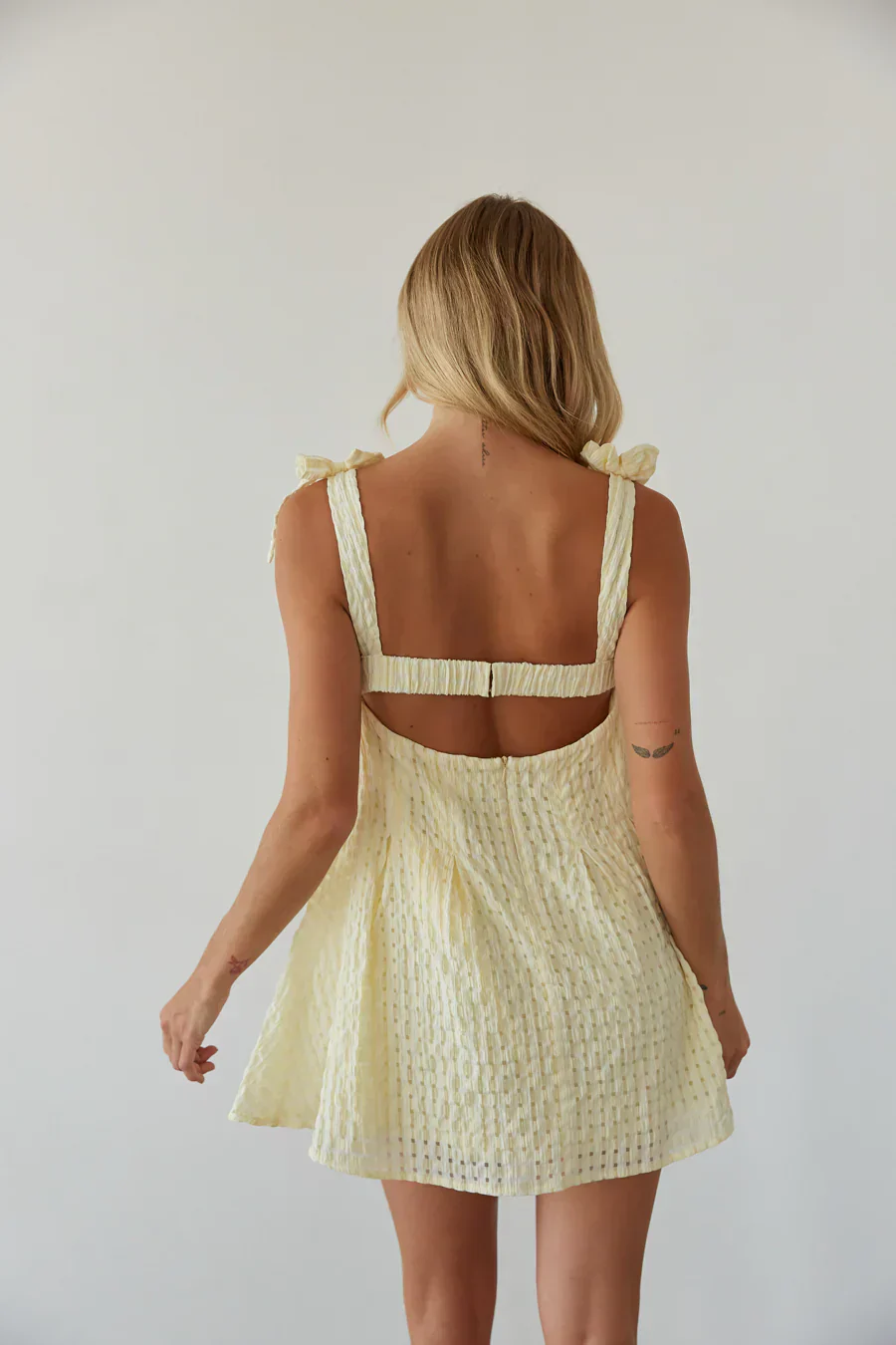 Abby Gingham Bow Strap Mini Dress - luluinthesky