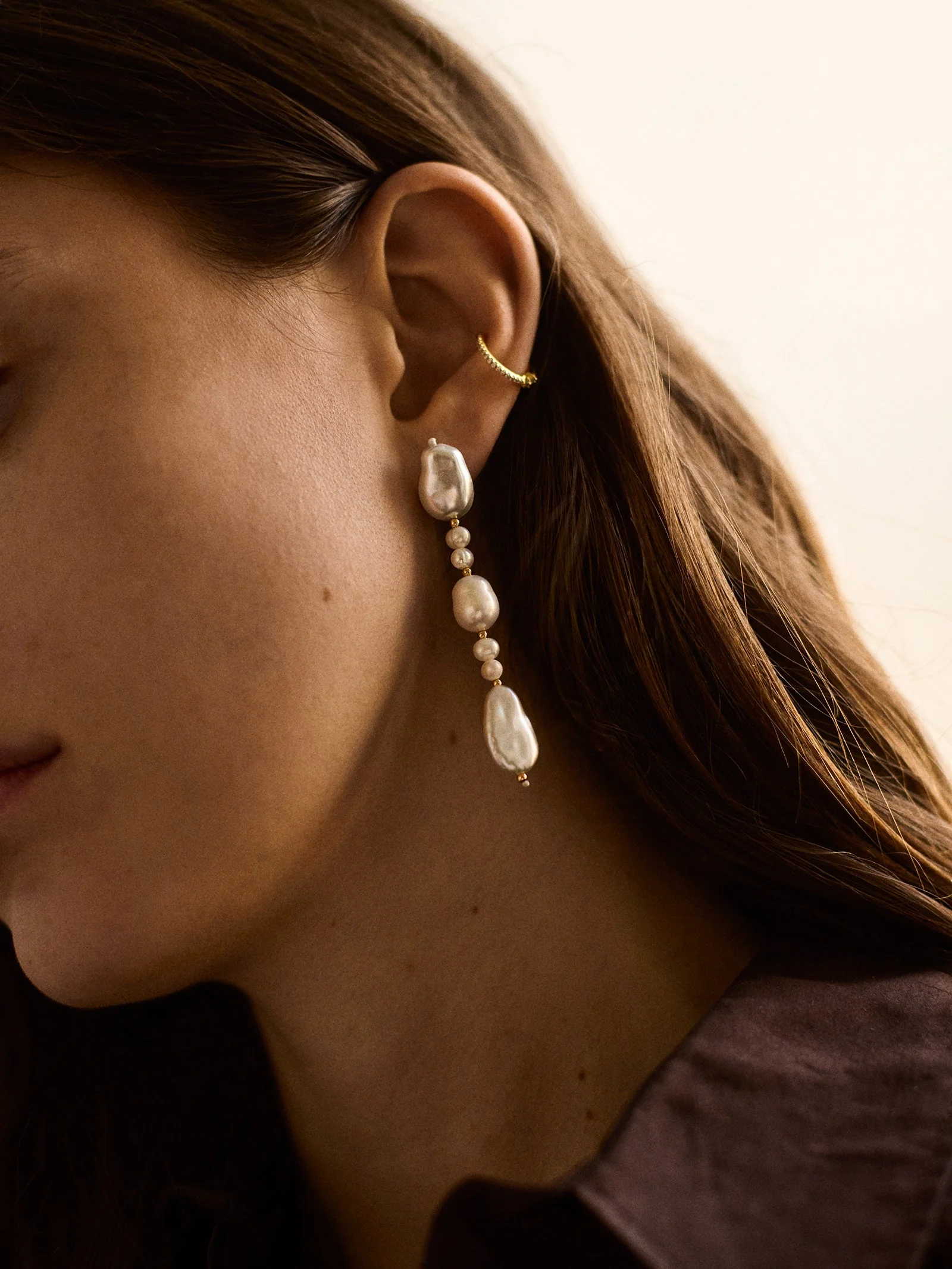 Beatrice Baroque Pearl Earrings - Pearl