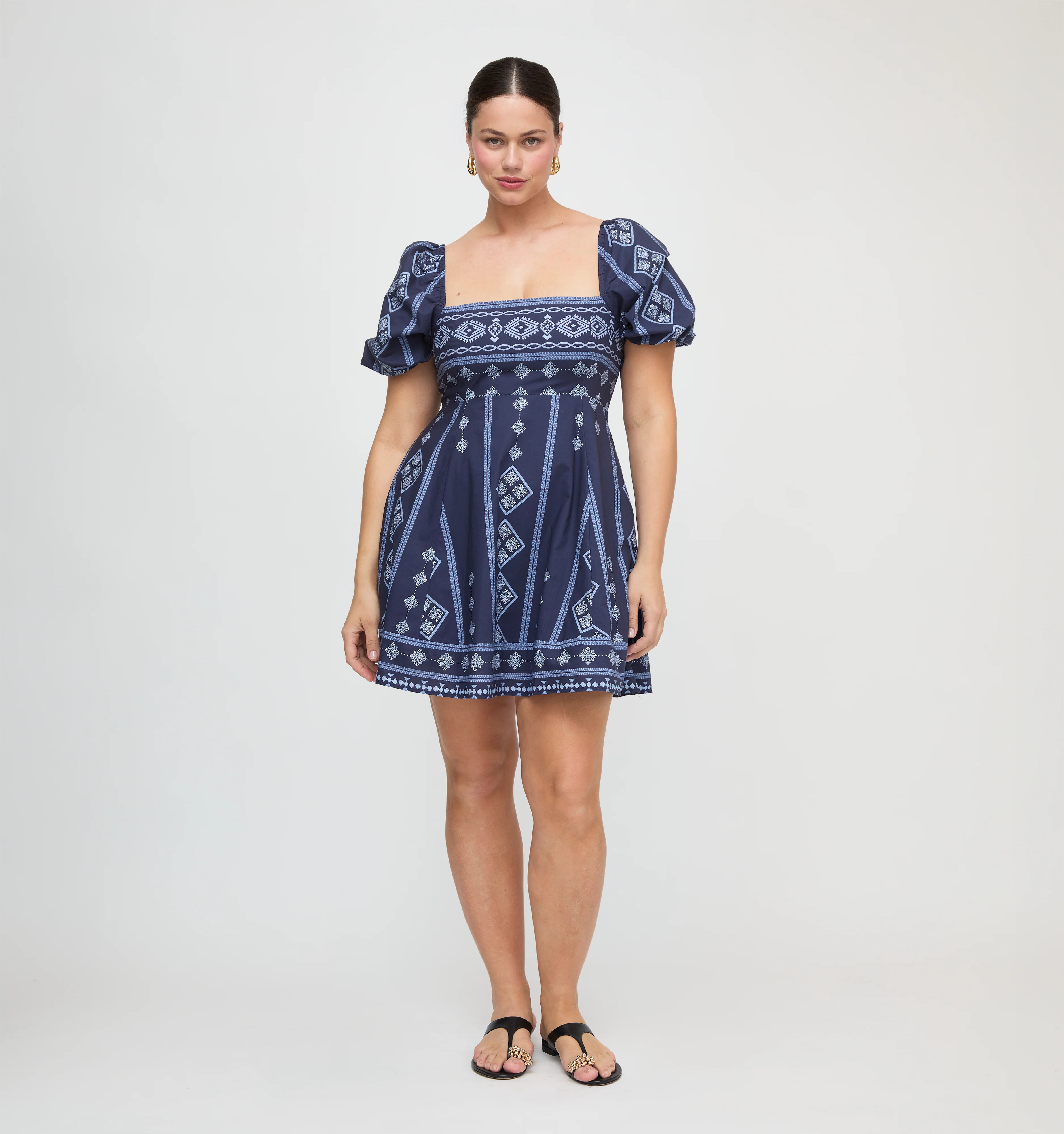 The Matilda Mini Dress - Navy Diamond Batik