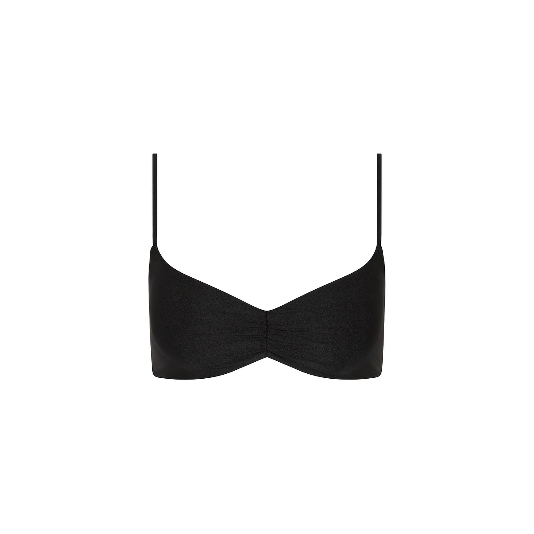 Gathered Mini Crop Bikini Top - Twilight Black