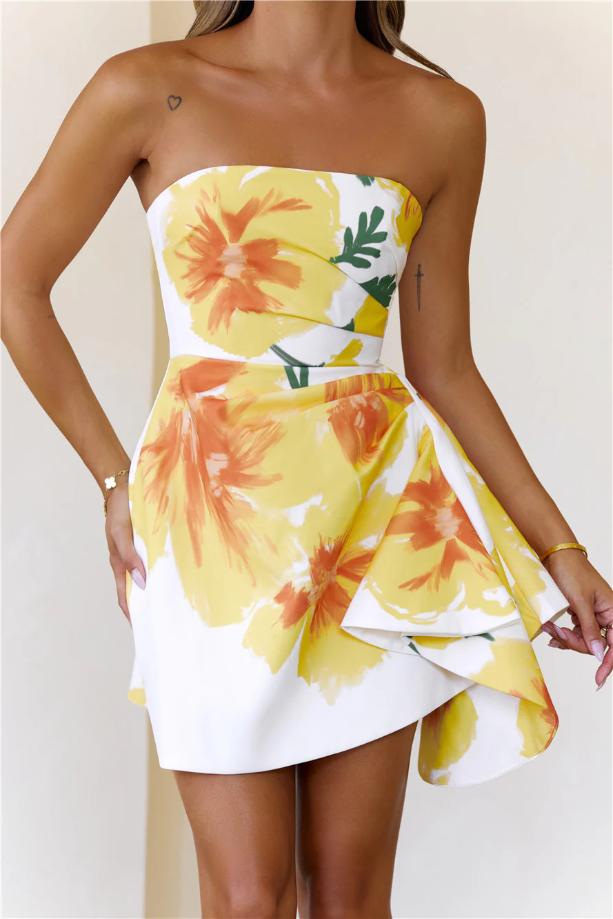 Sunbeam Allure Strapless Mini Dress Yellow