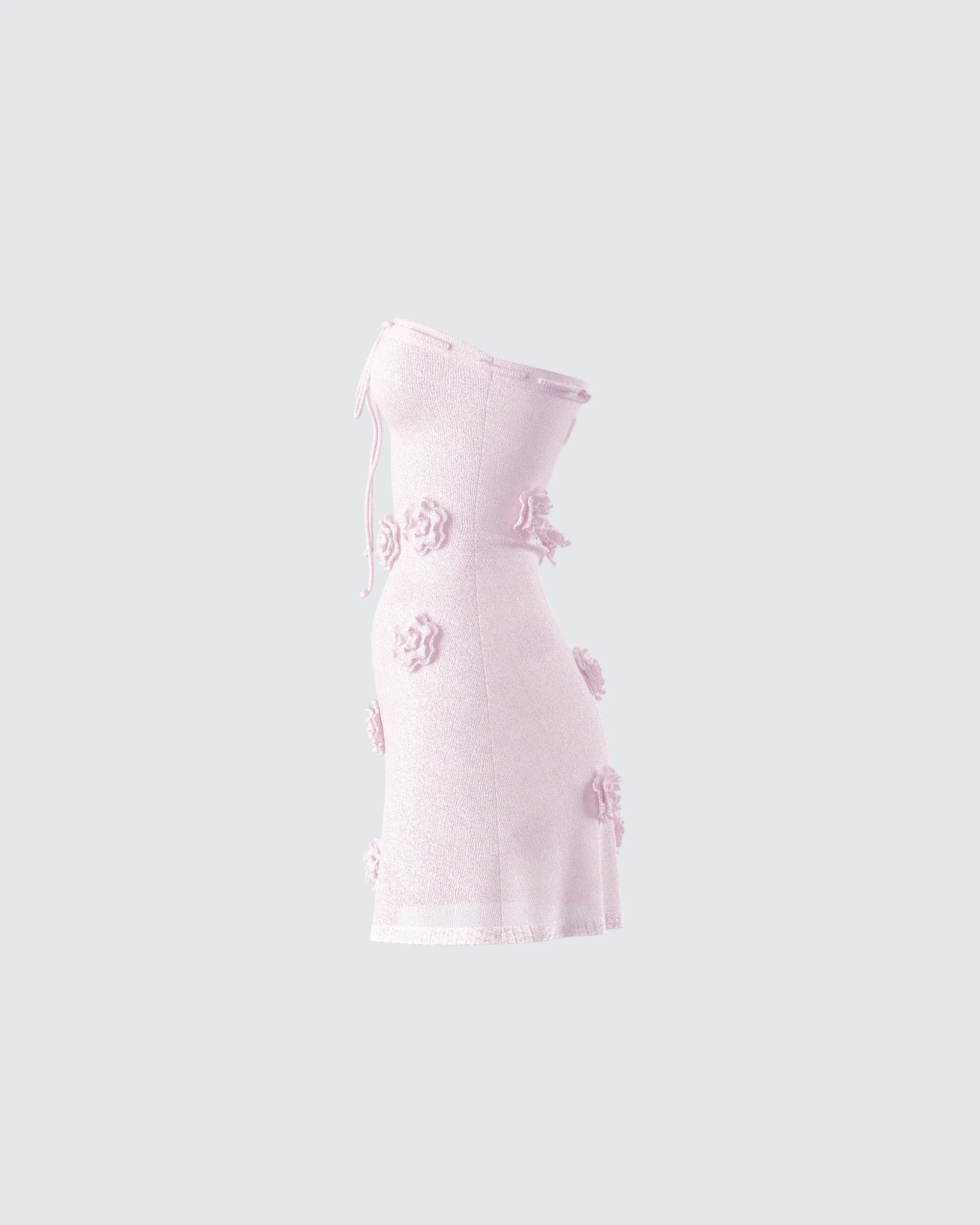 Leilani Pink Crochet Flower Mini Dress