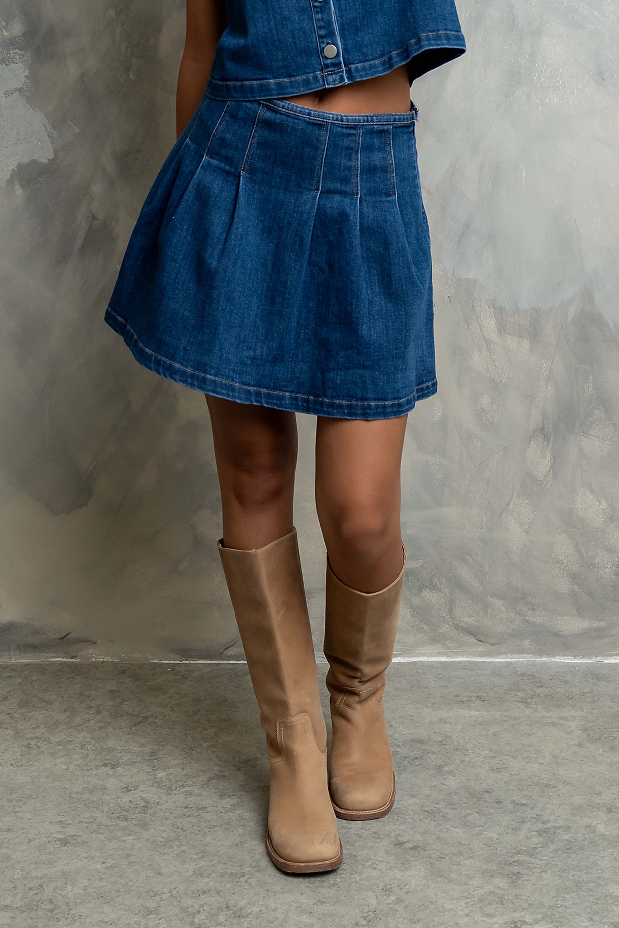 Alyssa Pleated Denim Mini Skirt - FINAL SALE