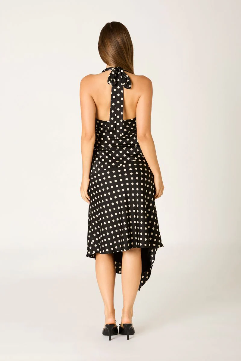 Polka Dot Halter Midi Dress