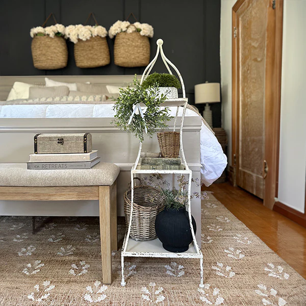 43 Inch Distressed 3 Tiered Shelving Unit