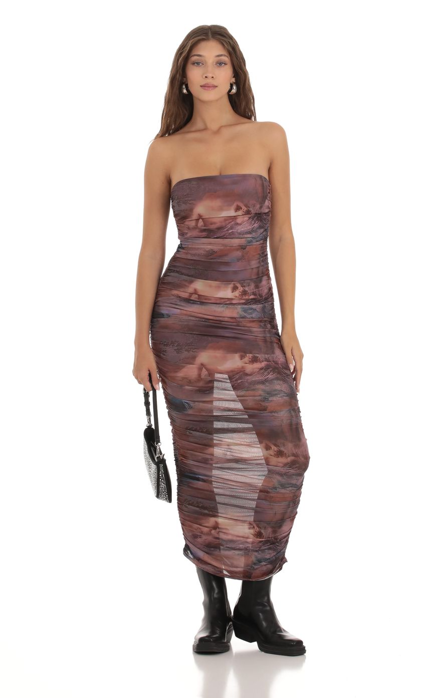 Mesh Print Dress in Purple Blush