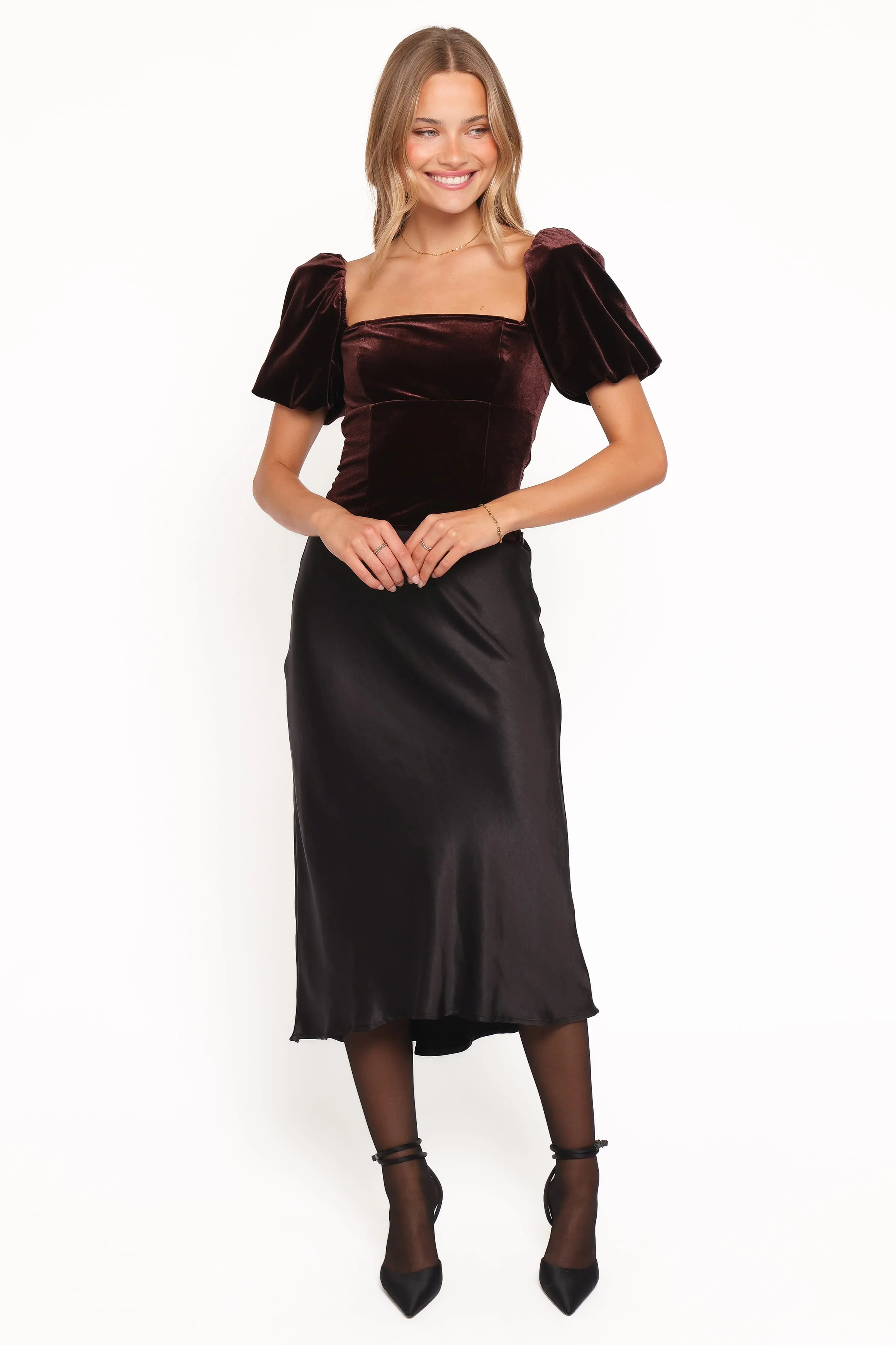 Elyria Puff Sleeve Top - Chocolate