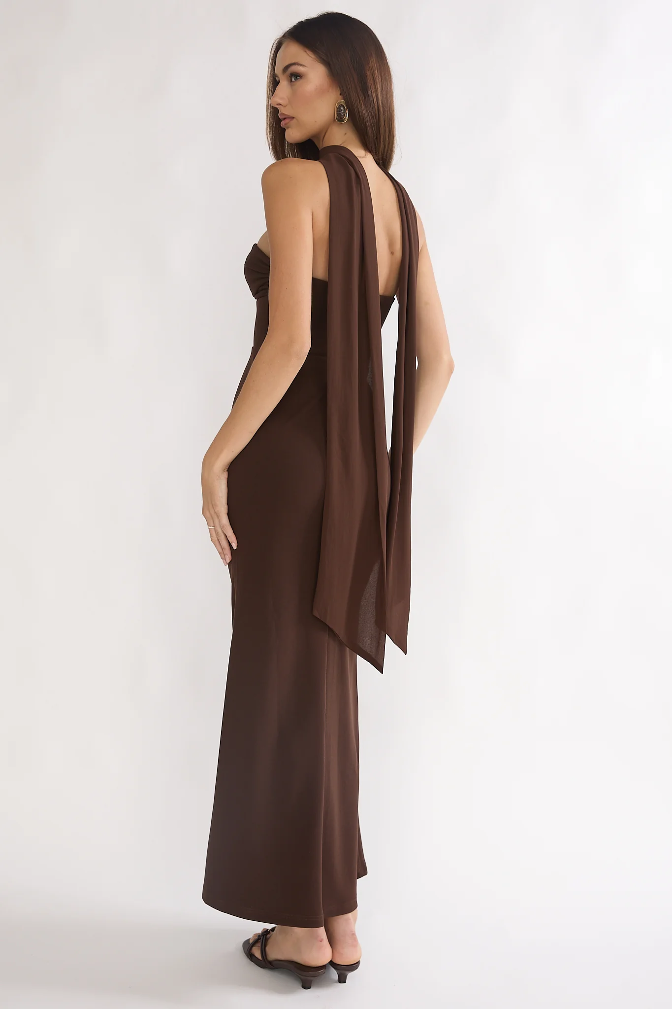 Of The Night Twist Bust Maxi Dress Chocolate - luluinthesky