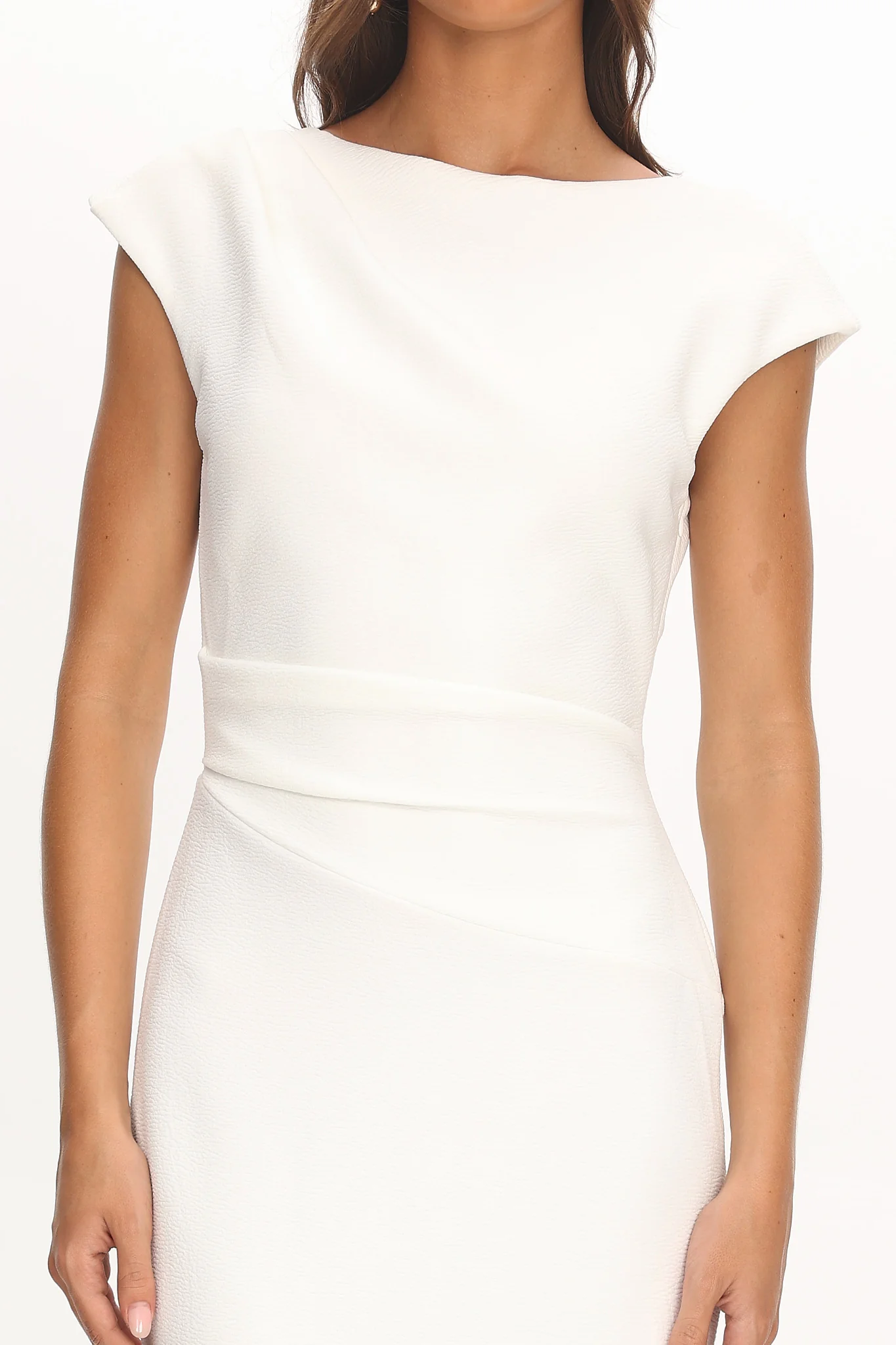 Zarae Cap Sleeve Surplice Back Maxi Dress White