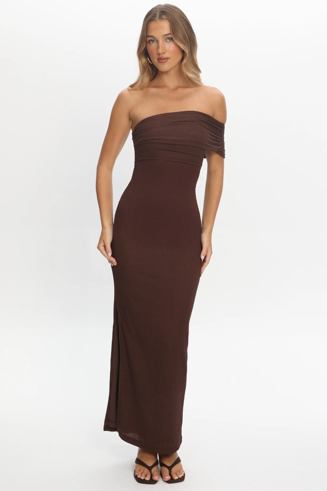 Gala One-Shoulder Maxi Dress Chocolate