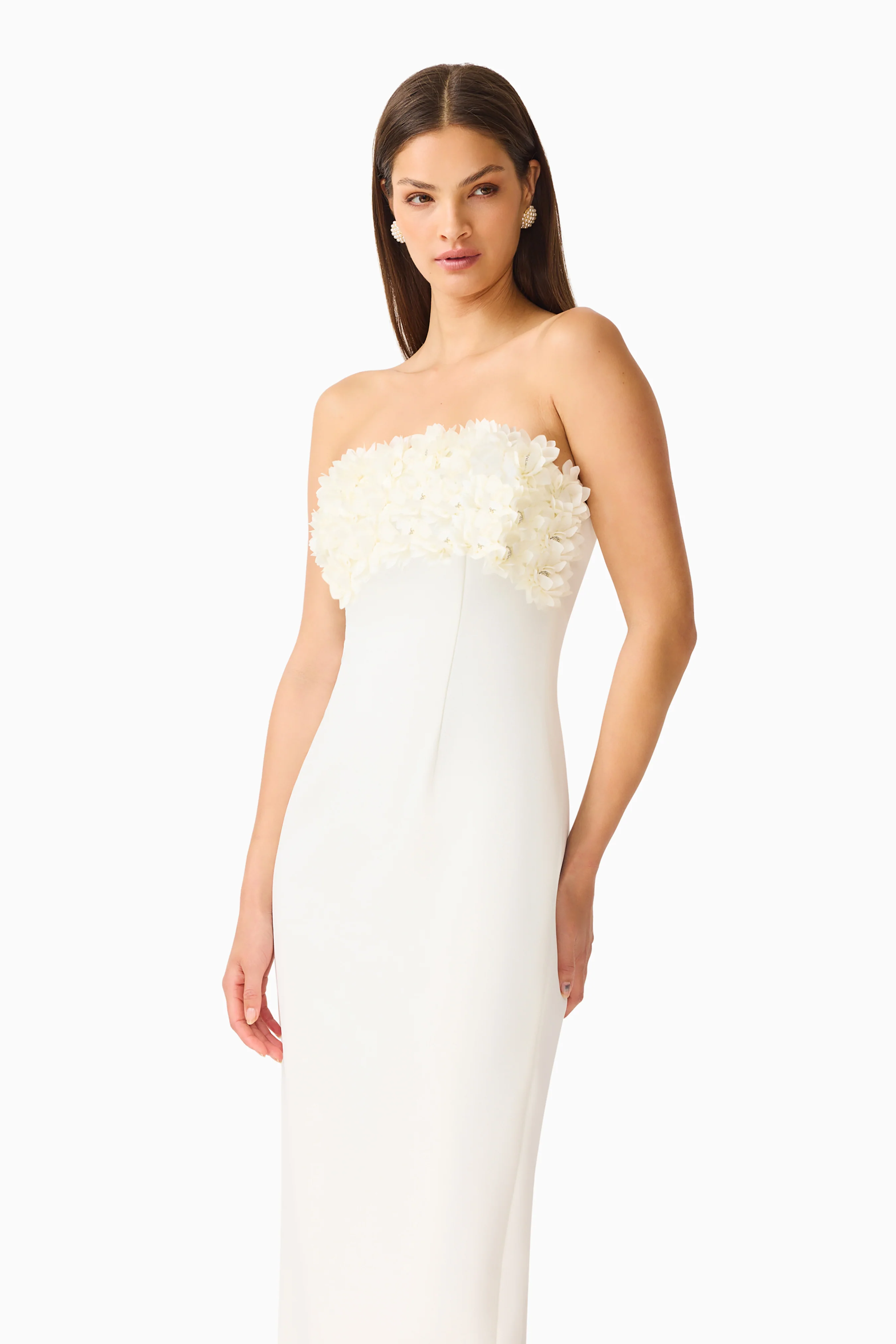 Solenne Column Midi Dress in White