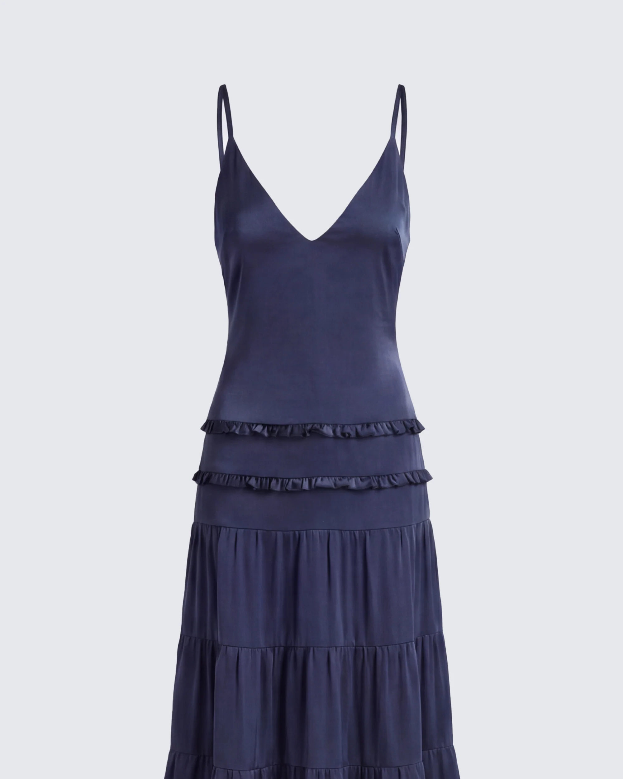 Savanna Navy Backless Satin Maxi Dress