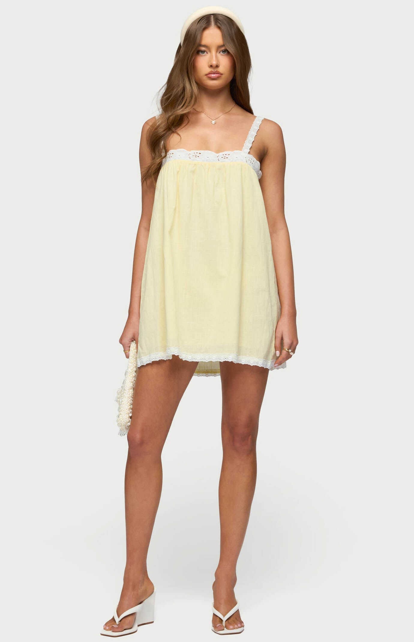Edikted Hipla Contrast Lacey Cotton Dress