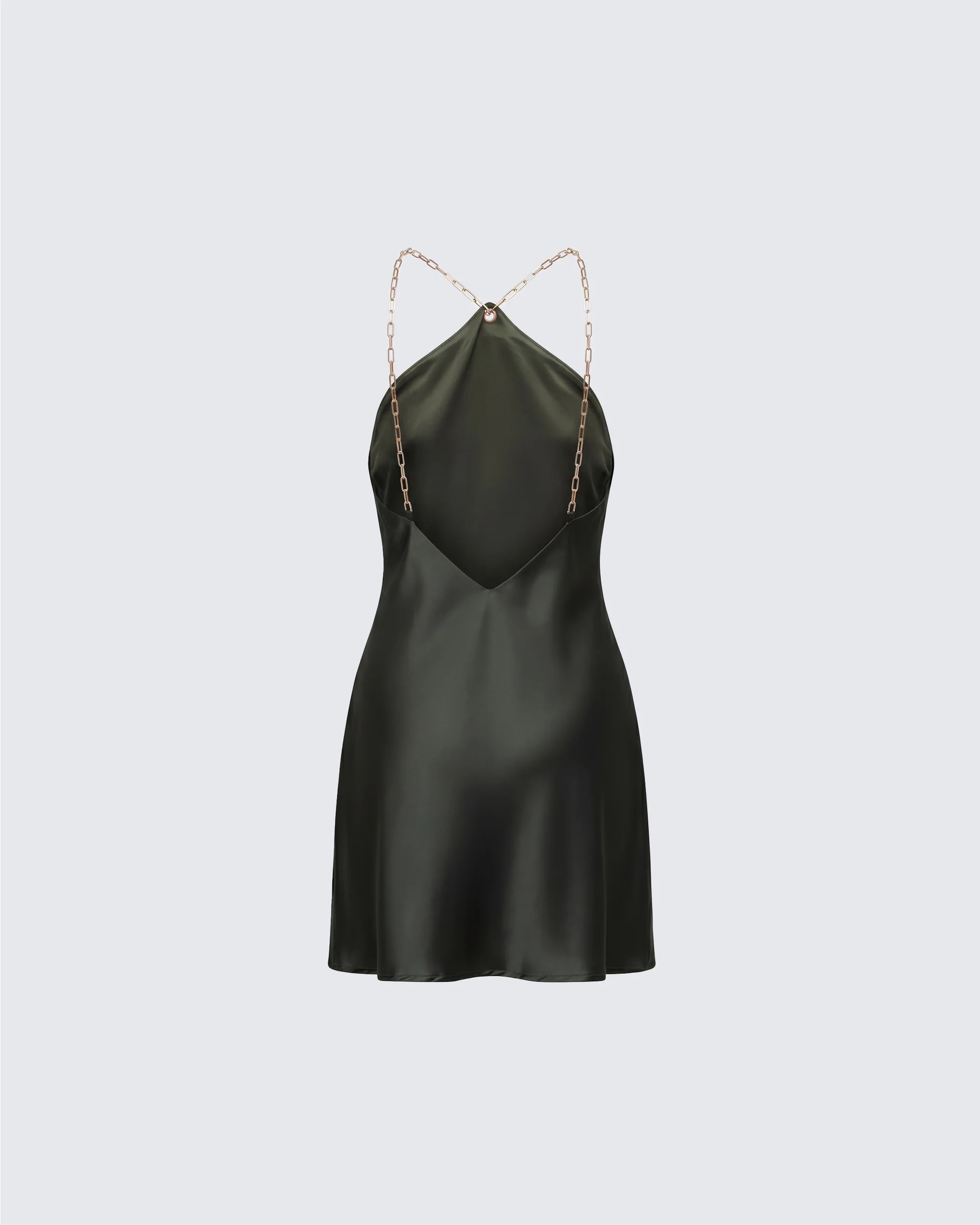 Bindi Olive Green Satin Mini Dress
