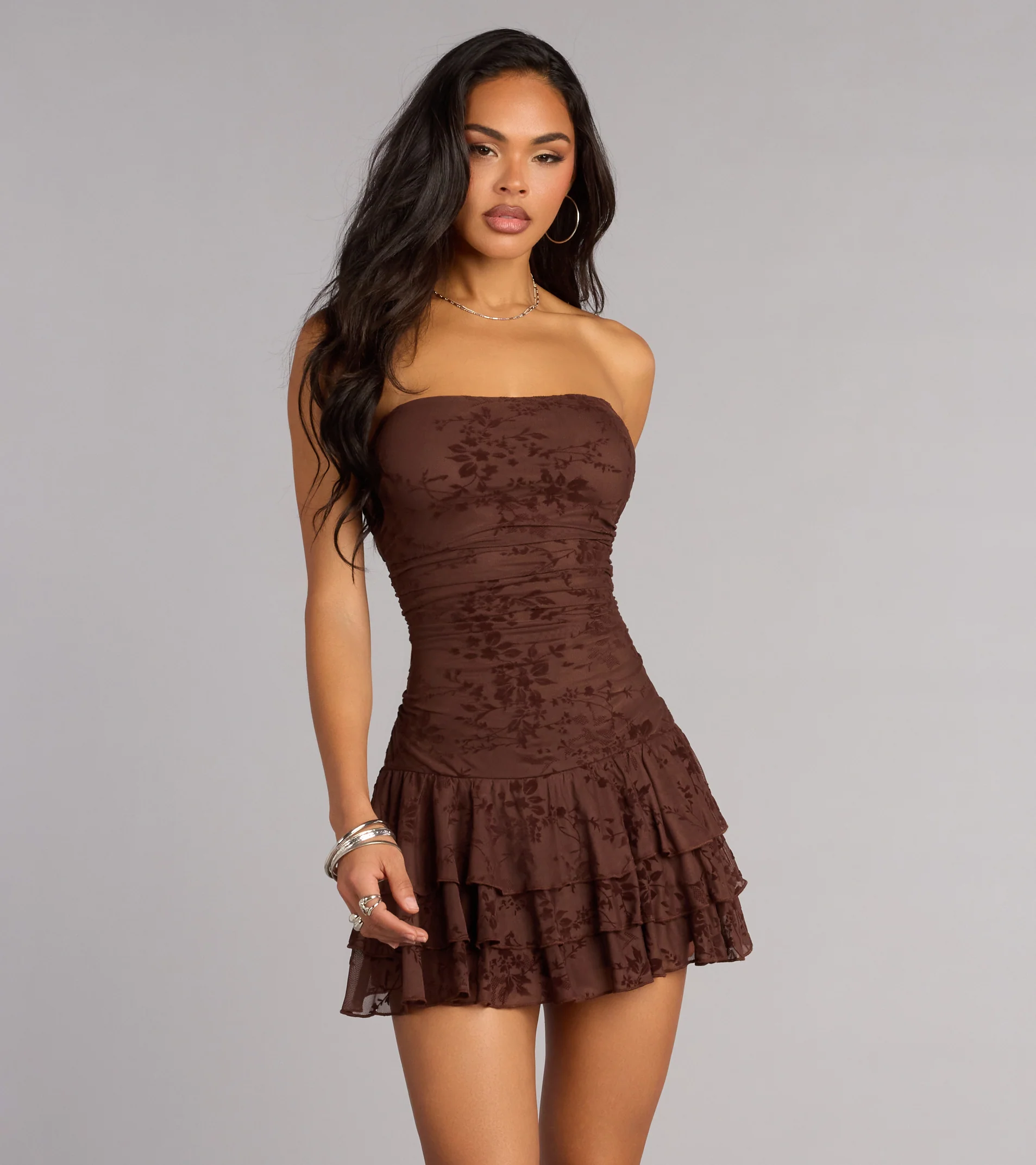 Mood Set Strapless Ruffled Mini Dress - luluinthesky