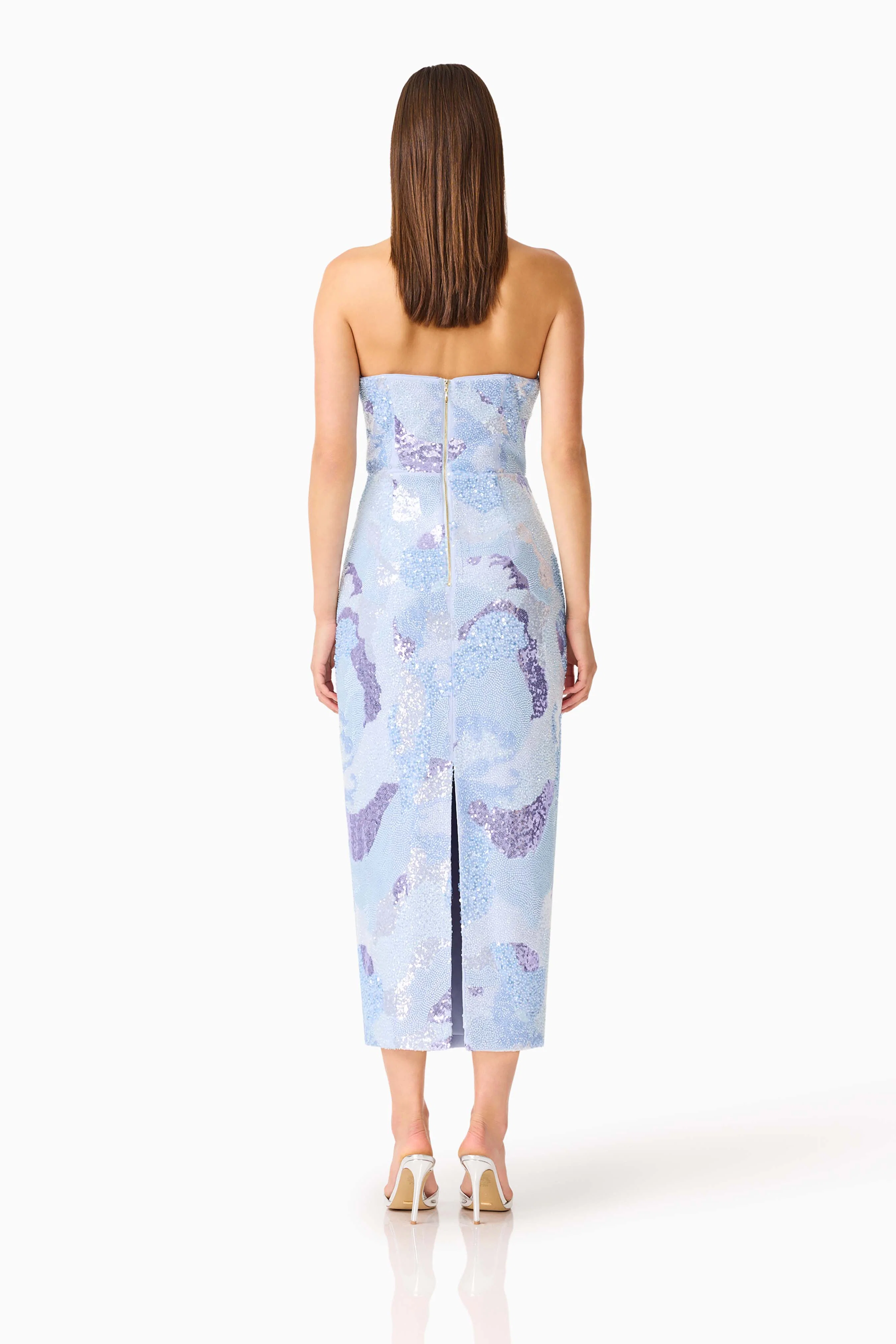 Aurae Embellished Midi Dress in Sky Blue