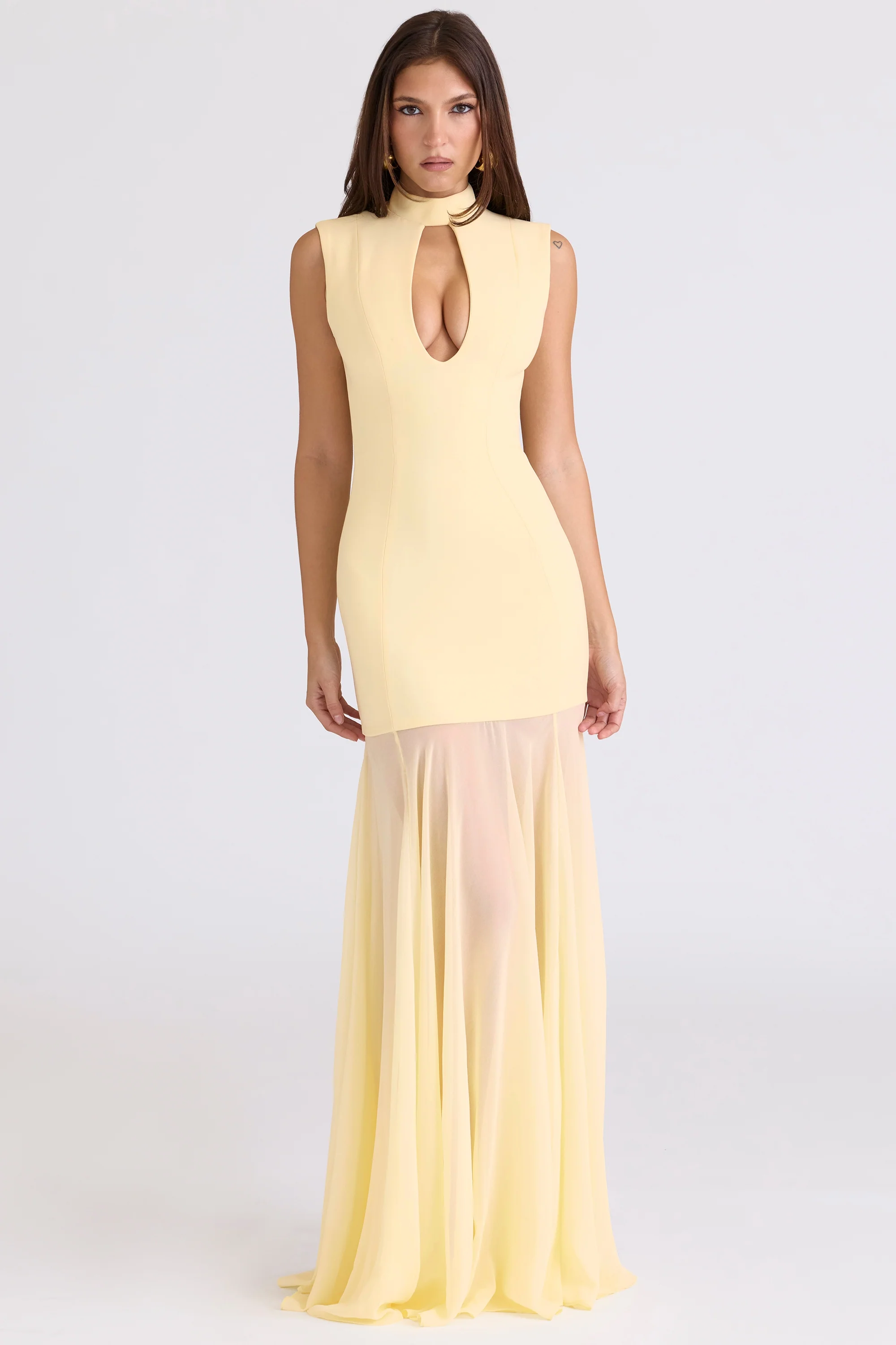 Butter Yellow Keyhole Maxi Dress