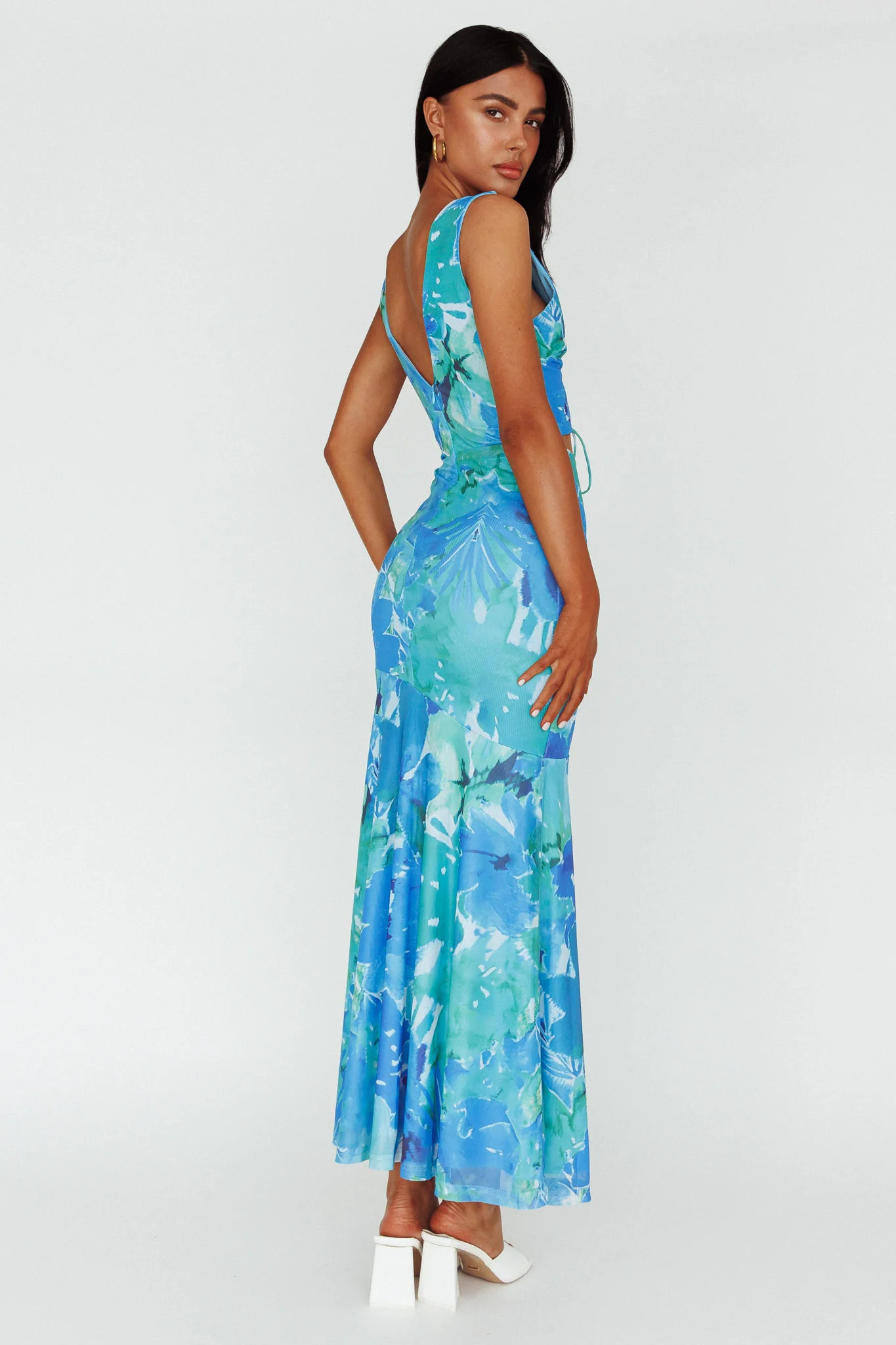 Summerlove Lace-Up Bodice Midi Dress Green