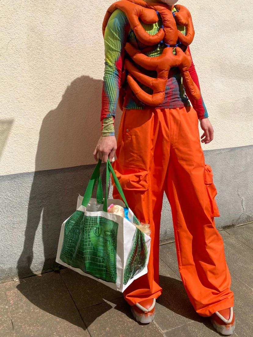 Grocery Bags Creative Parody Platinum Bag Print Woven Bag Full Take Down Birkin Fitness Casual Bag