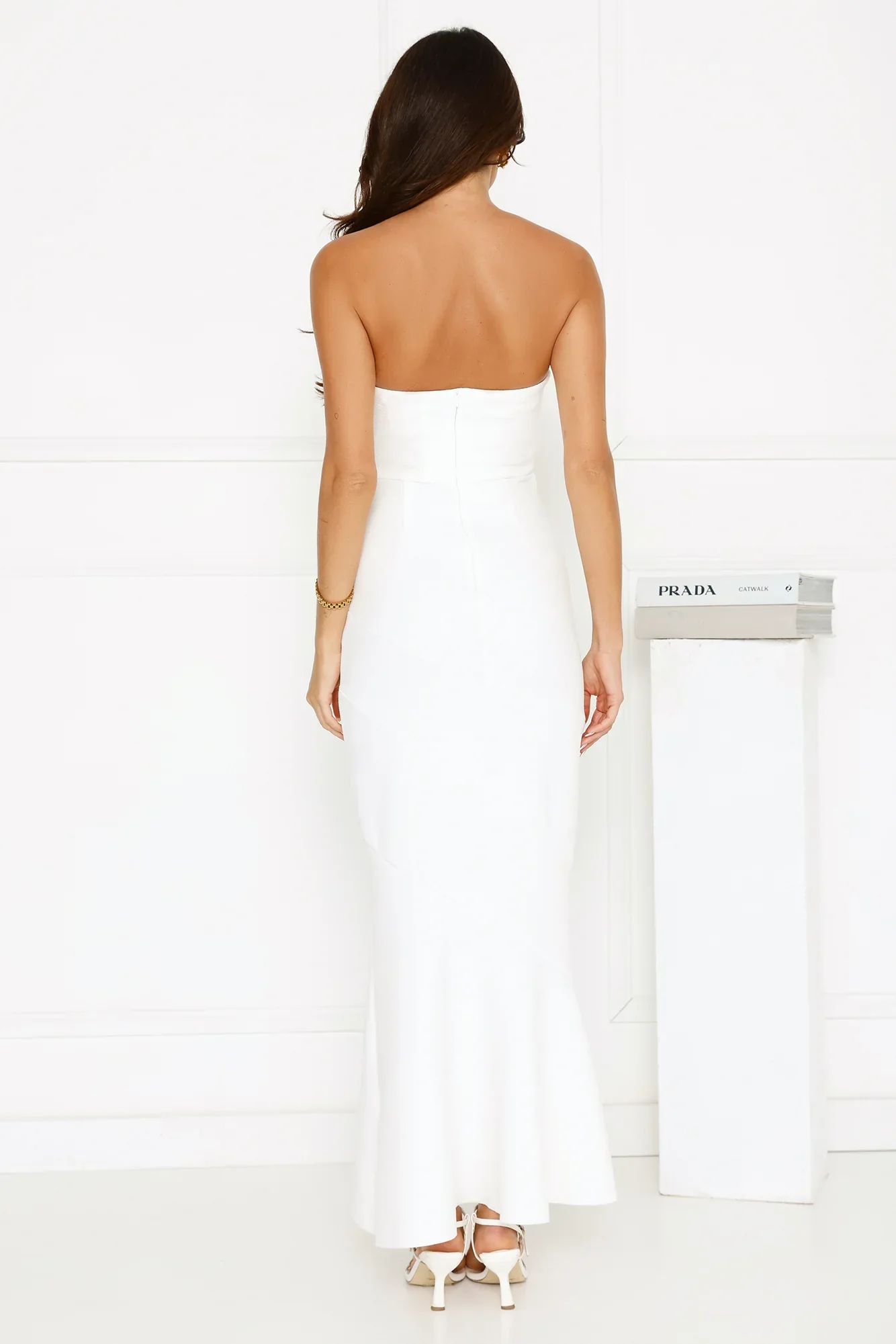 Luxe Reverie Strapless Maxi Dress White
