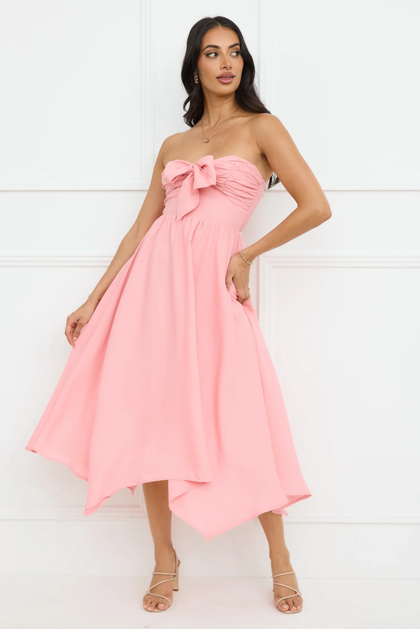Saltwater Soul Strapless Midi Dress Pink