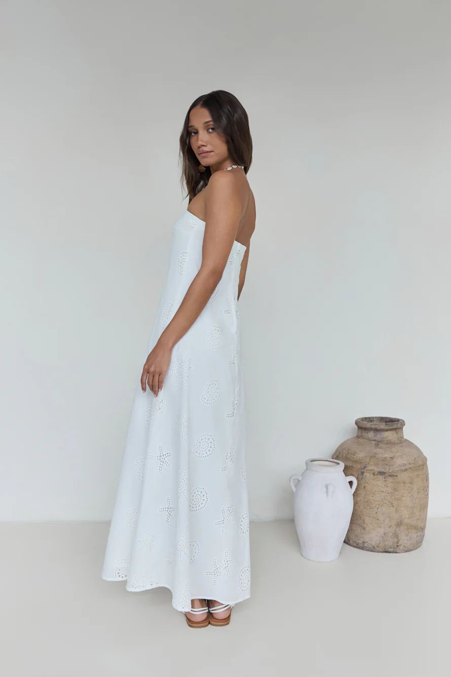 Heart To Heart Strapless Maxi Dress White - luluinthesky
