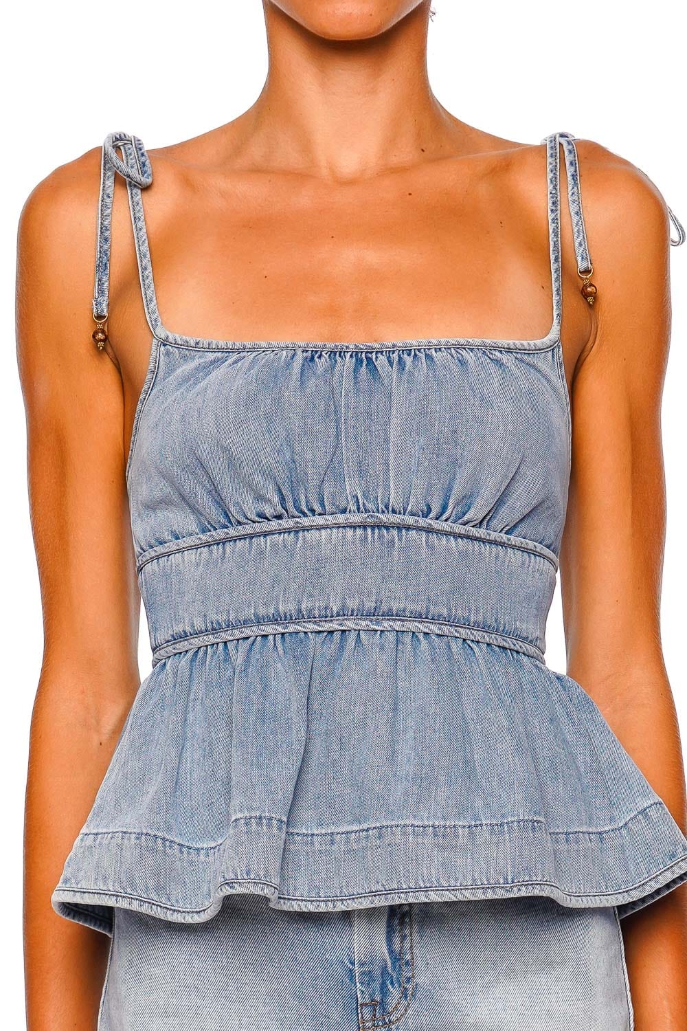 ZIMMERMANN Wanderlust Skylark Denim Peplum Top