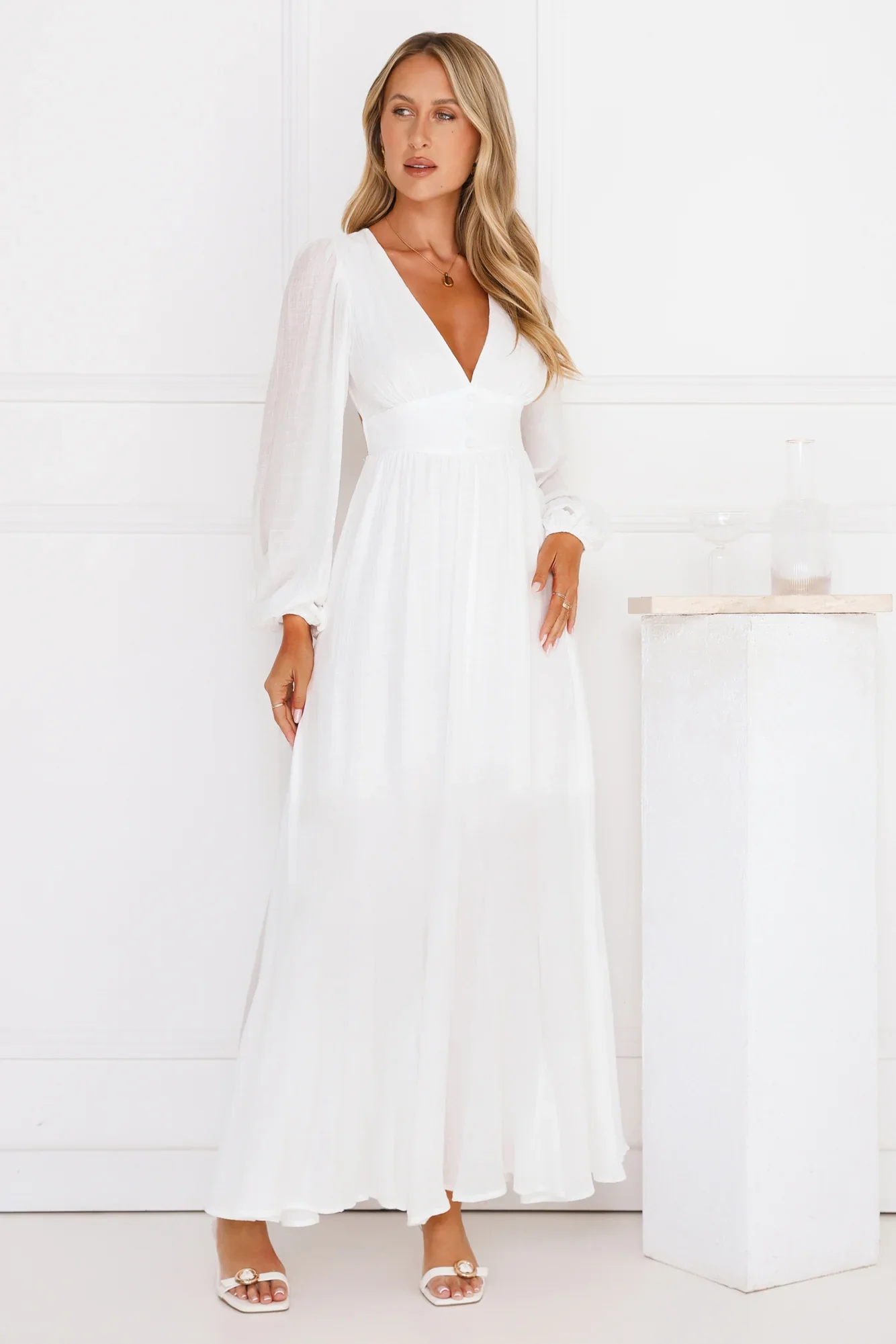 Meadow Dusk Maxi Dress White