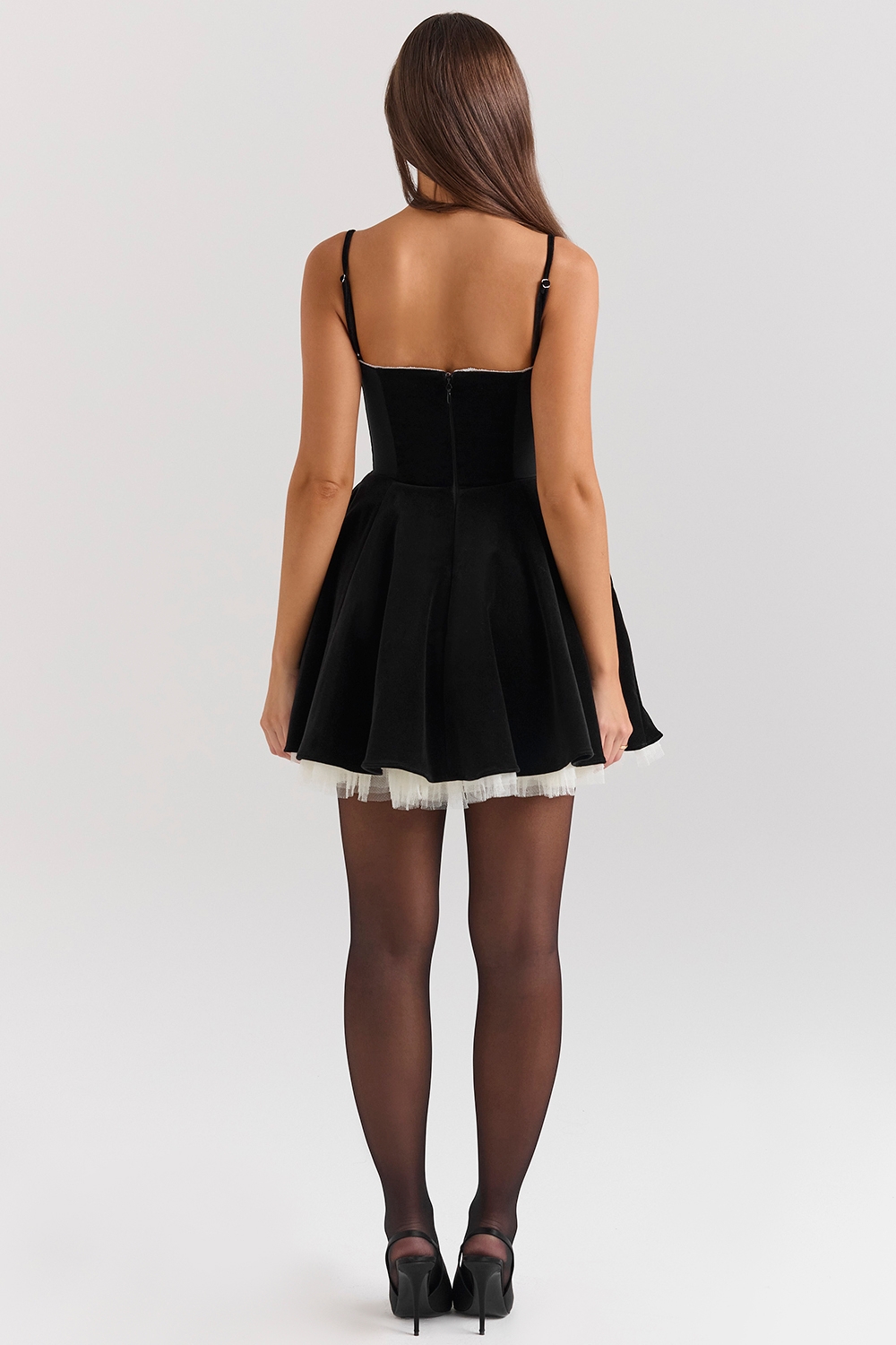 Black Velvet Tulle Mini Dress