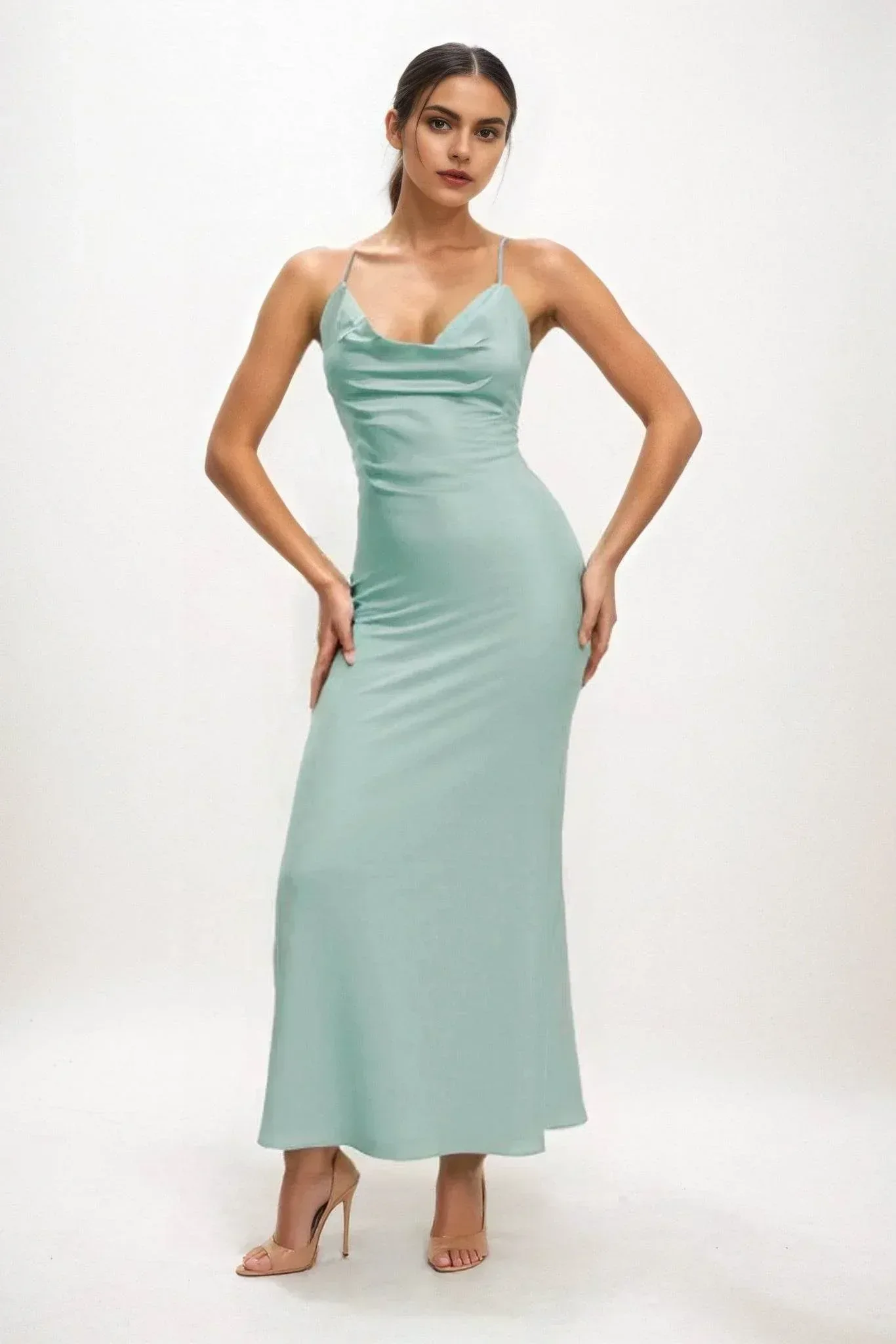 Sheath-Column Midi Luxe Satin Dress CB0831CS