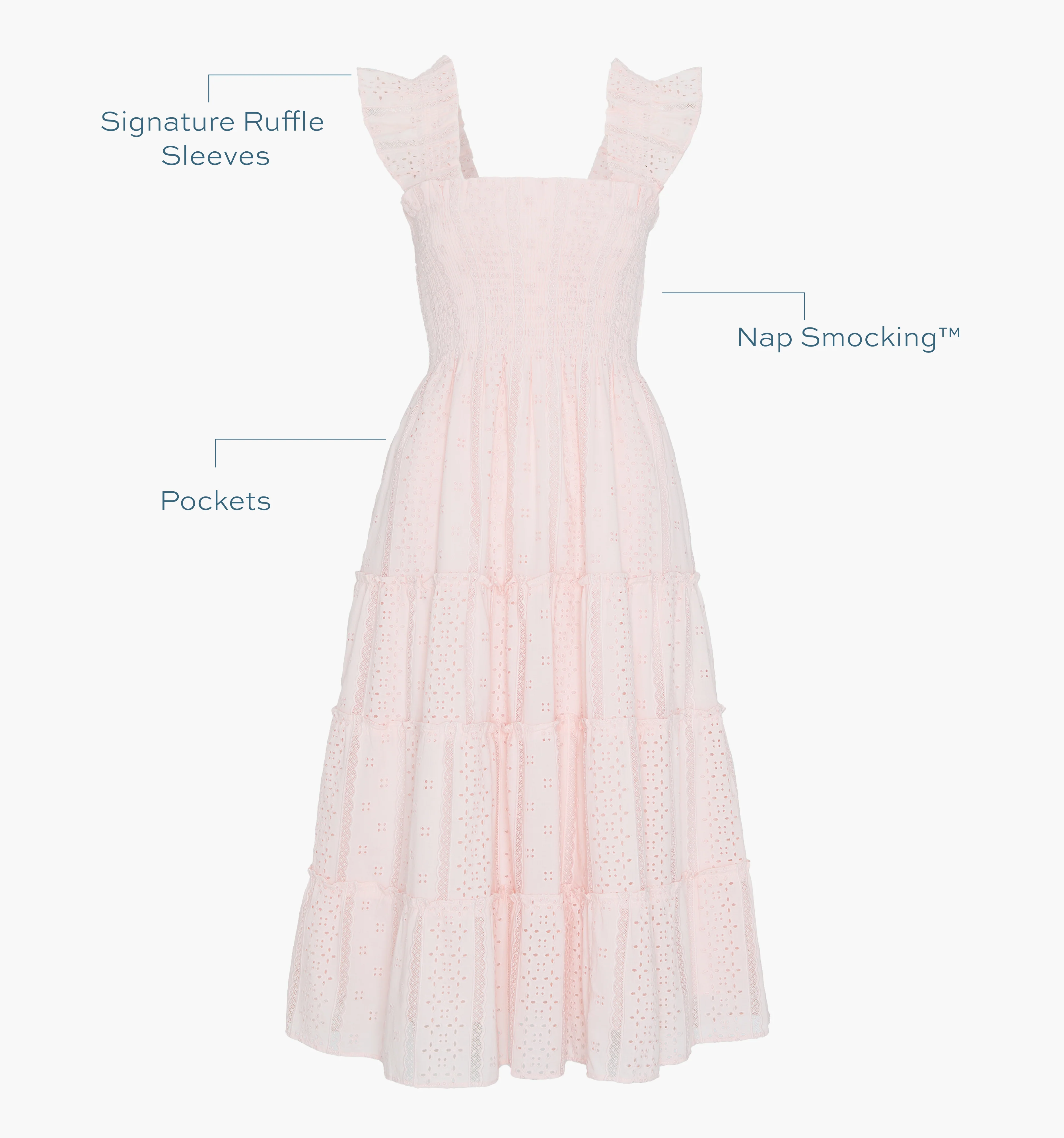 The Ellie Nap Dress - Pink Broderie Voile