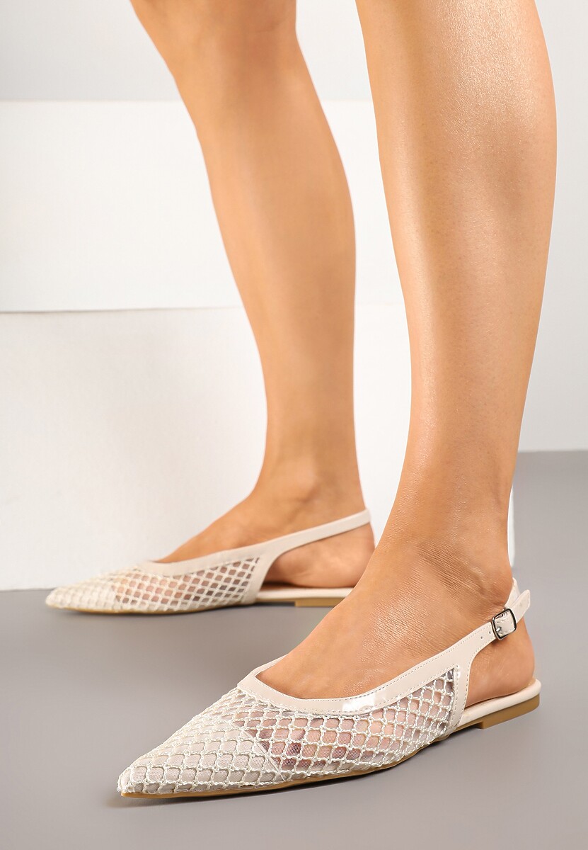 Różowe Siateczkowe Sandały Slingback na Płaskiej Podeszwie Reolanta